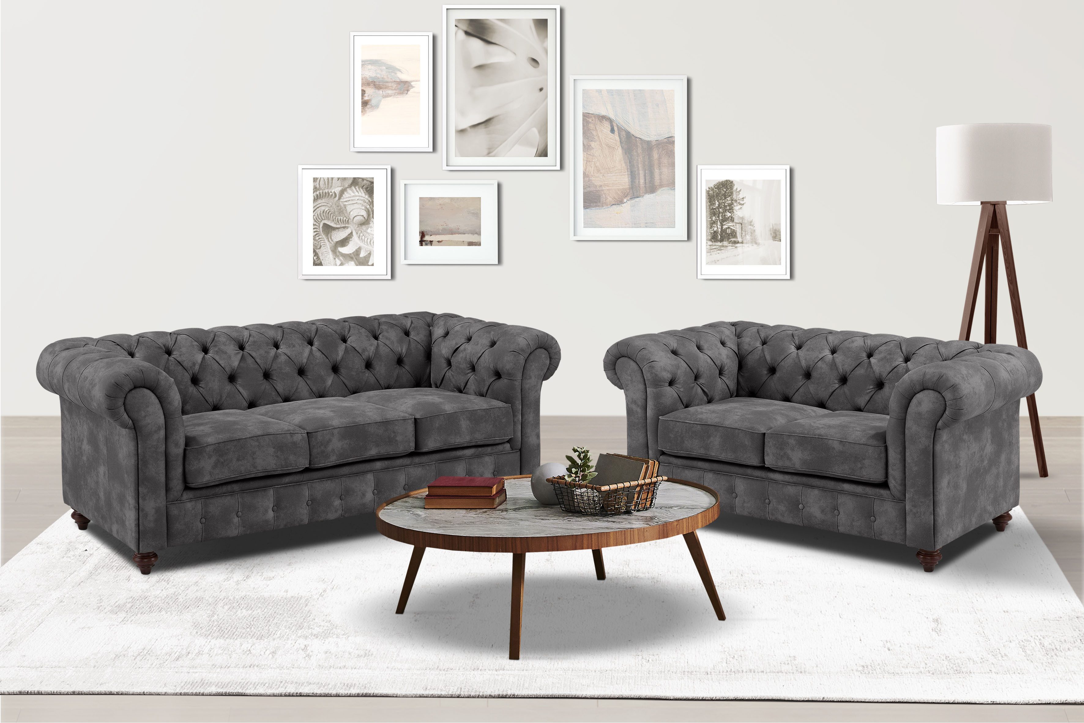 Home affaire Sitzgruppe Chesterfield, (2-tlg), hochwertige Knopfheftung, bestehend aus 2- und 3-Sitzer