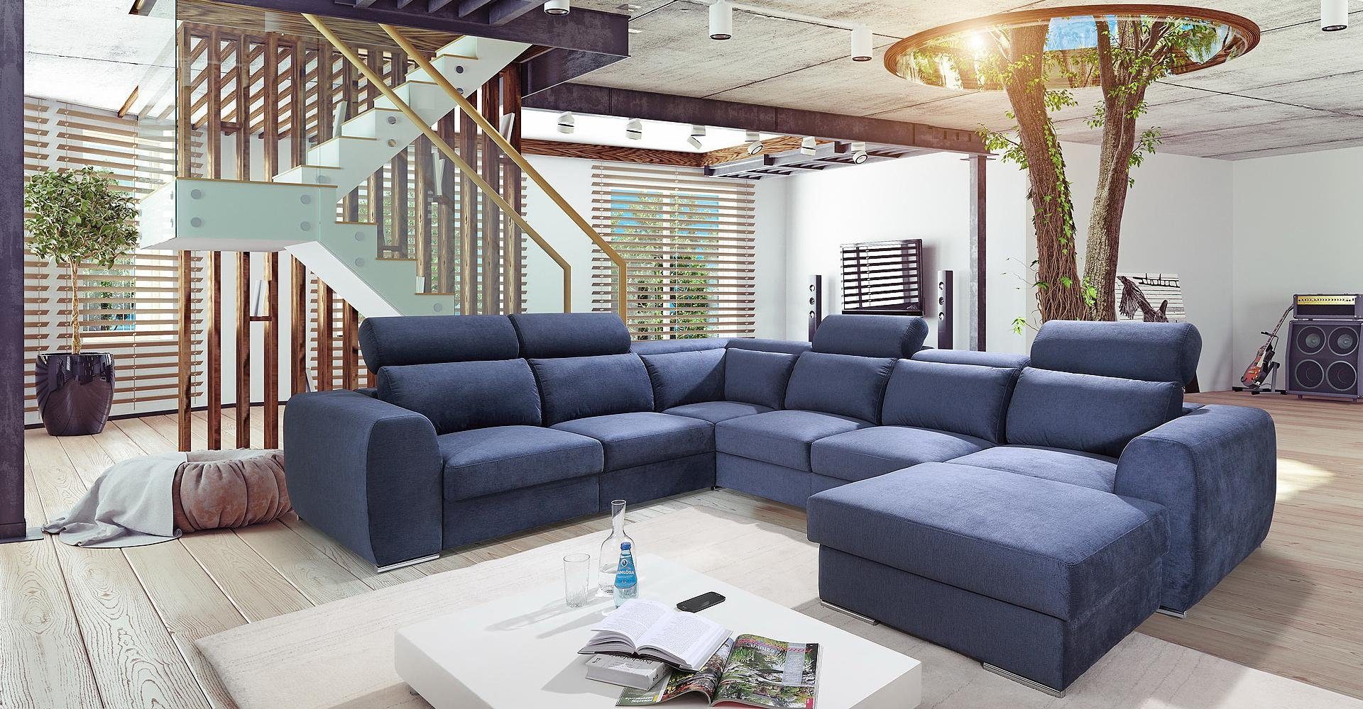 JVmoebel Ecksofa Wohnlandschaft Ecksofa Stoff U-Form Couch Design Polster Textil, Made in Europe