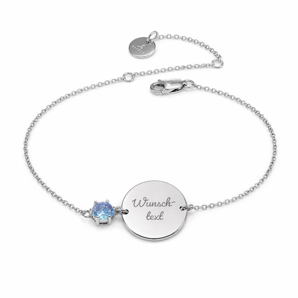 PAVELS Armband mit Gravur Kristall, Das Metallplättchen kann mit einer Gravur personalisiert werden.