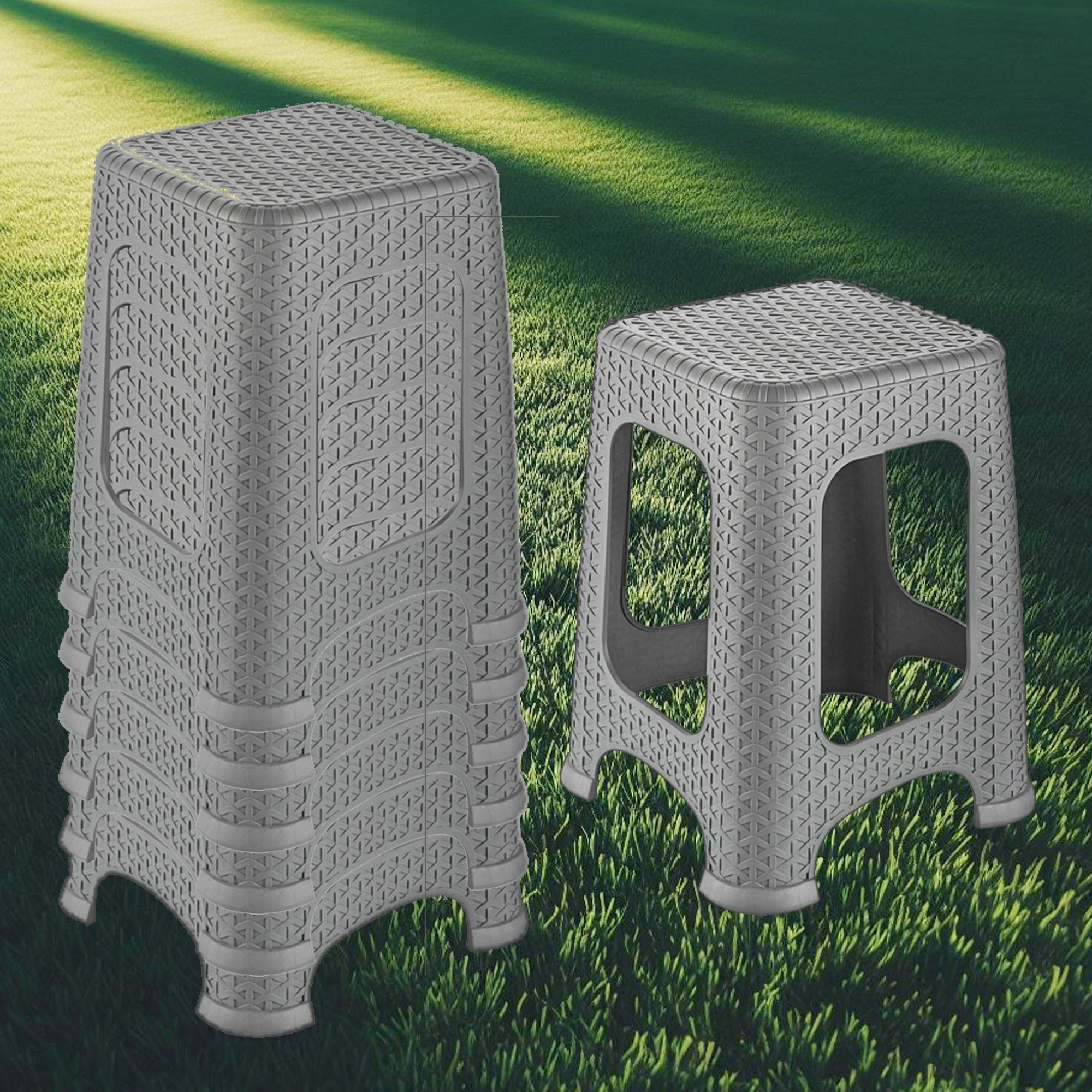 TronicXL GartenbarSet 8x Bar Garten Hocker Rattan Optik Set Stühle