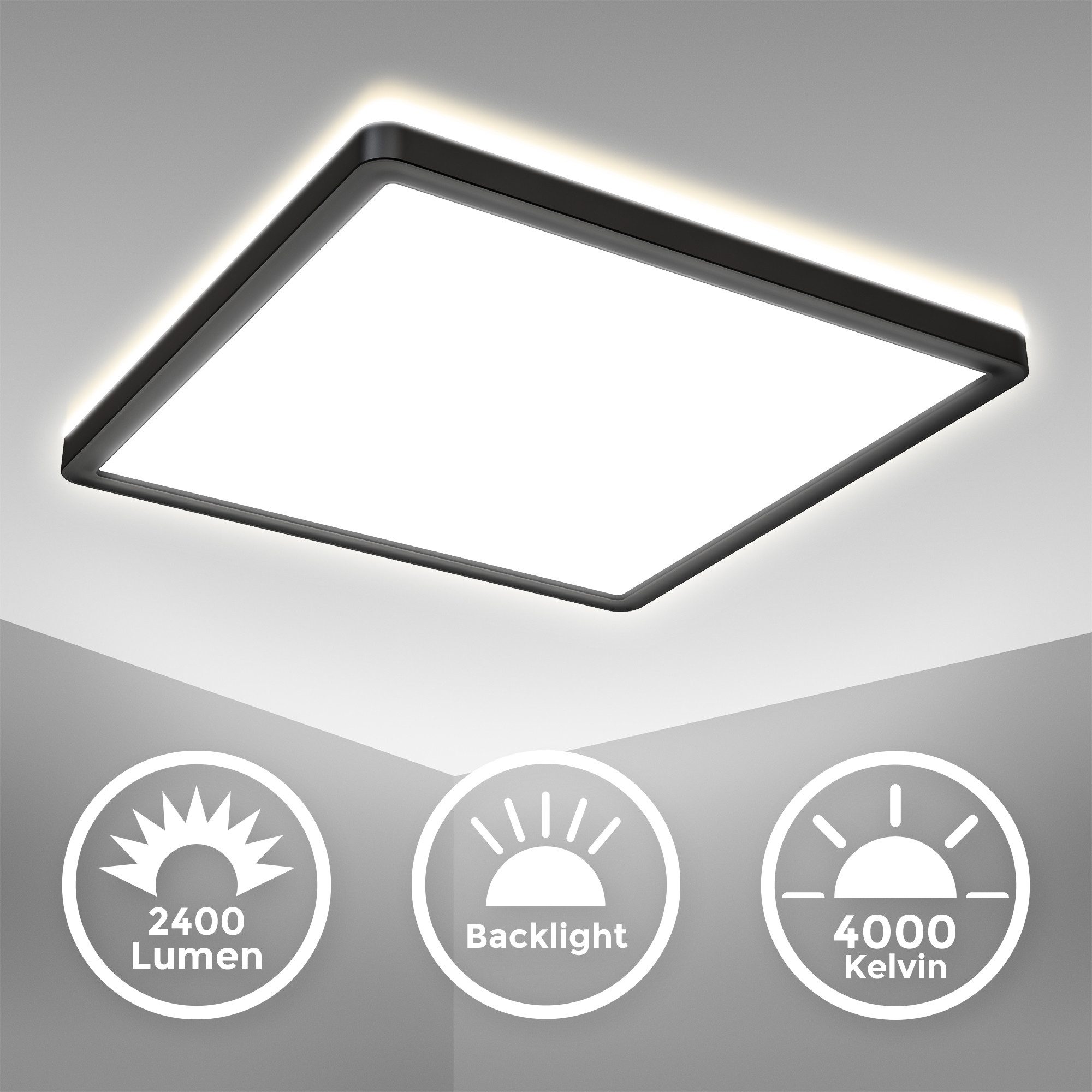 B.K.Licht Deckenleuchte ultra-flach LED Decken-Panel 29x29cm mit Backlicht günstig online kaufen