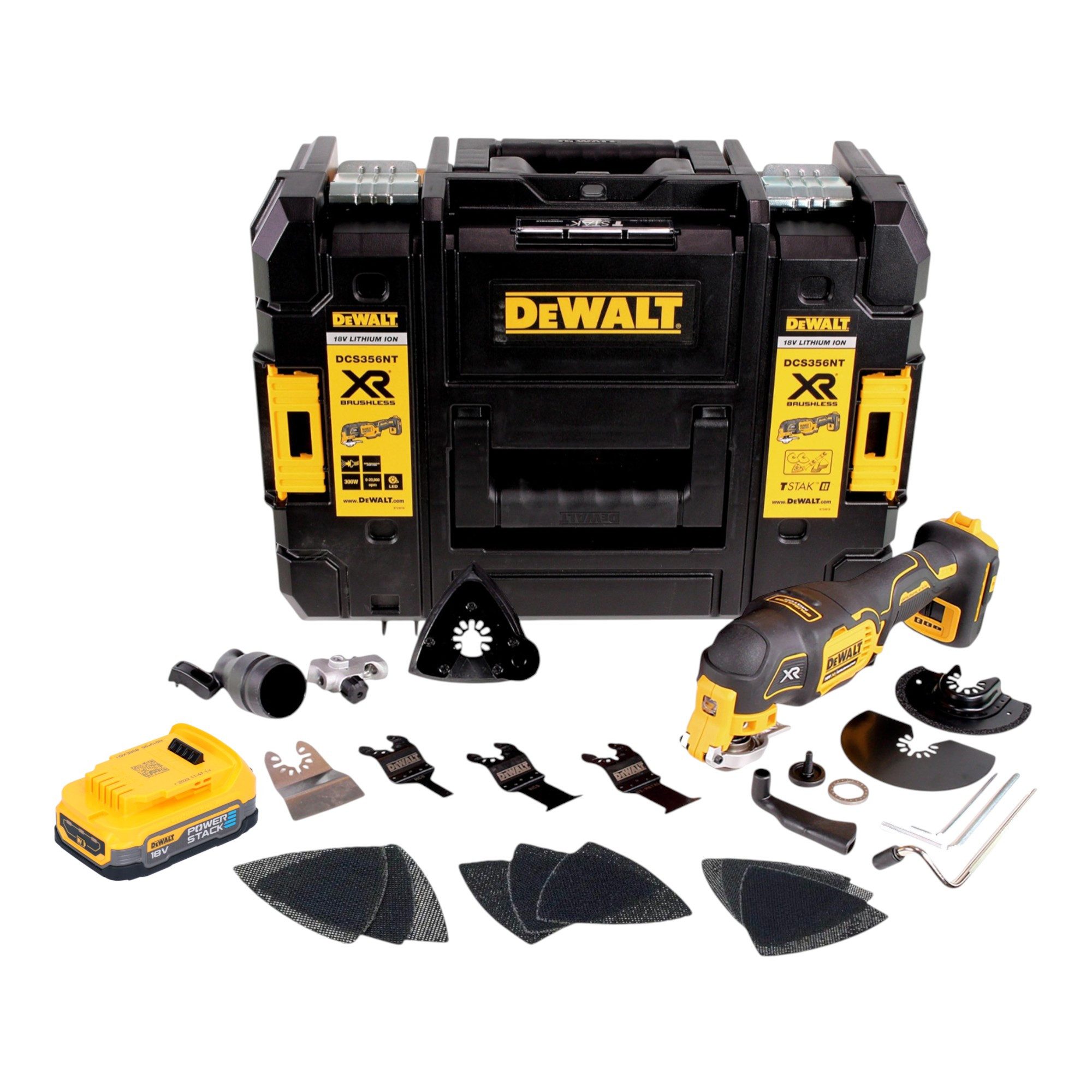 DeWalt Akku-Multifunktionswerkzeug DCS 356 NT Akku Multitool 18 V Brushless + 1x Powerstack Akku 1,7 Ah