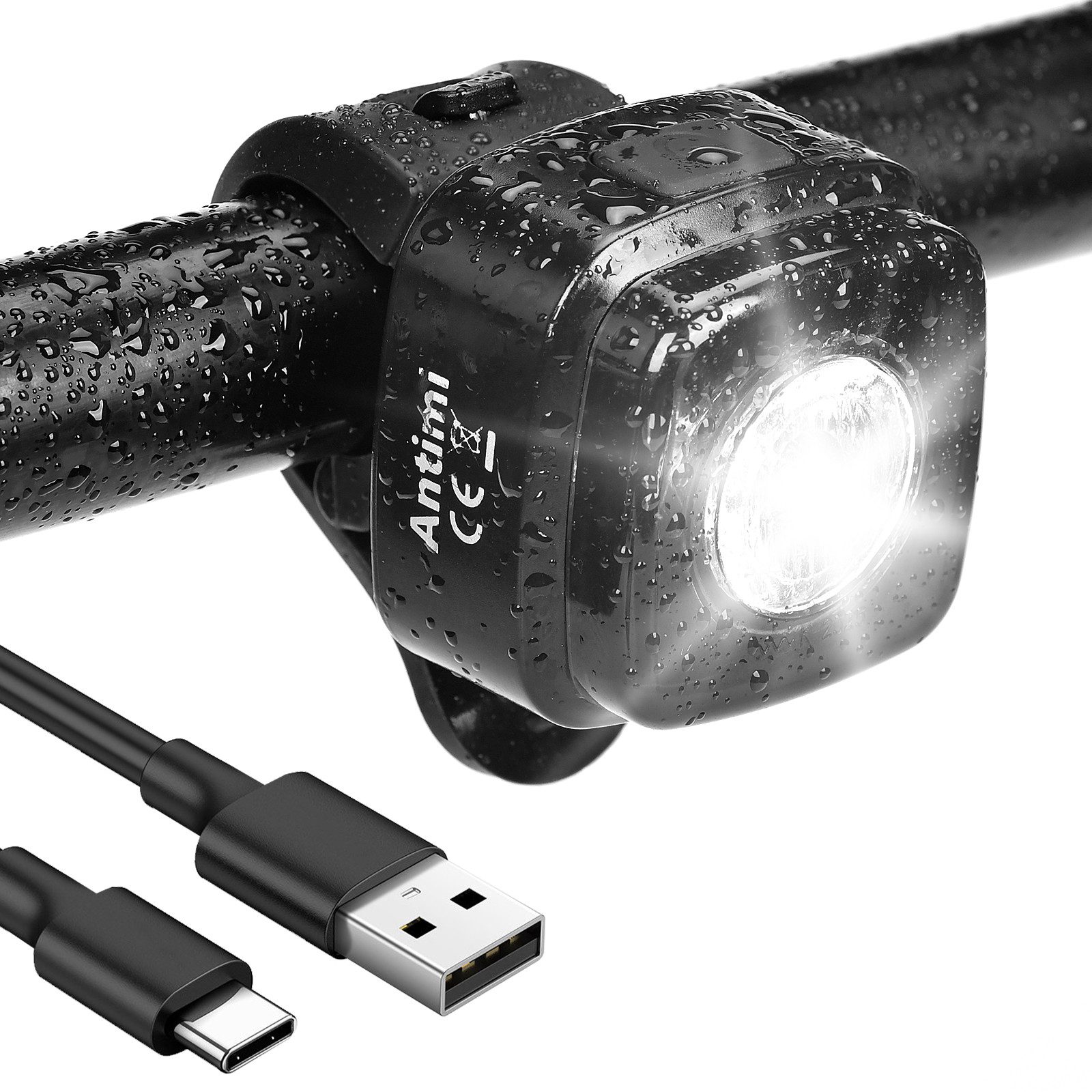 Kityhome Fahrrad-Frontlicht Fahrradlicht USB Aufladbar mit 600mAh Akku, IPX5 Wasserdicht, Leicht zu tragen, mit 2 Beleuchtungsmodi.