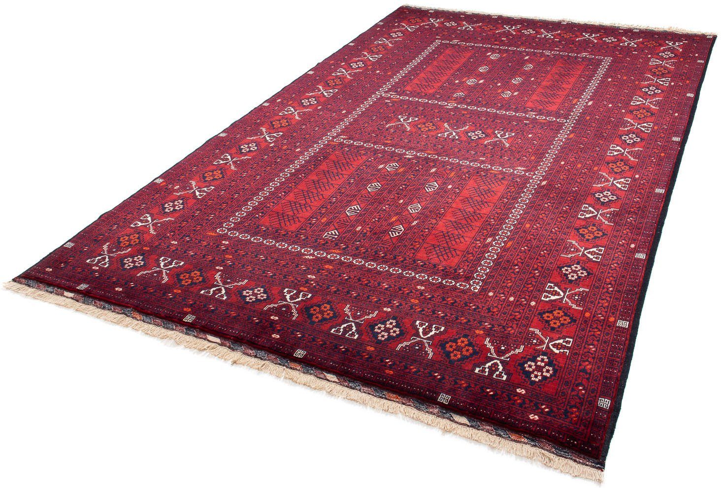 Orientteppich Turkaman - 245 x cm mit morgenland, mm, Höhe: Wohnzimmer, - Handgeknüpft, Einzelstück Zertifikat 158 dunkelrot, rechteckig, 6