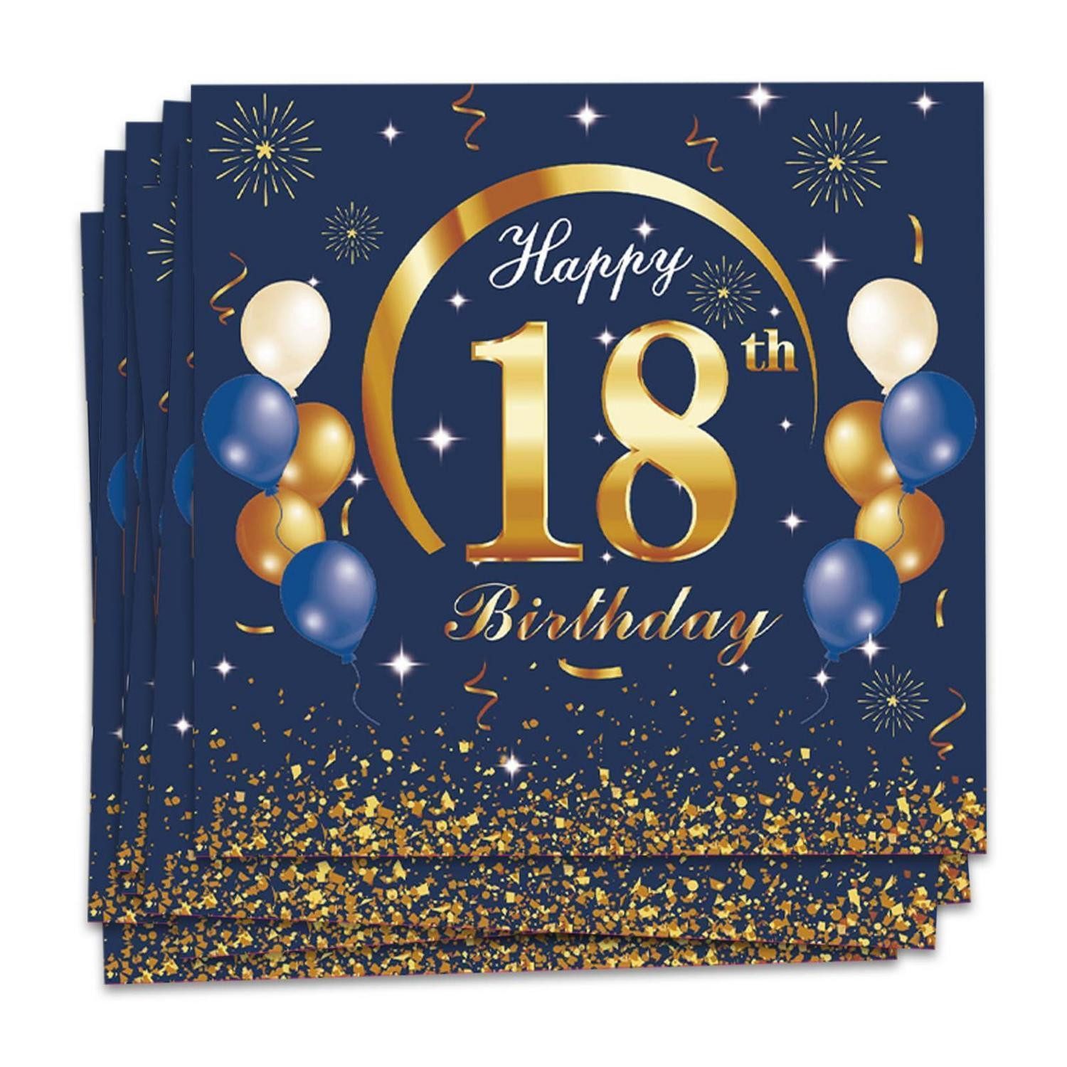 LuxusKollektion Papierserviette Servietten 18. Geburtstag Blau Gold 20St, (20 St)