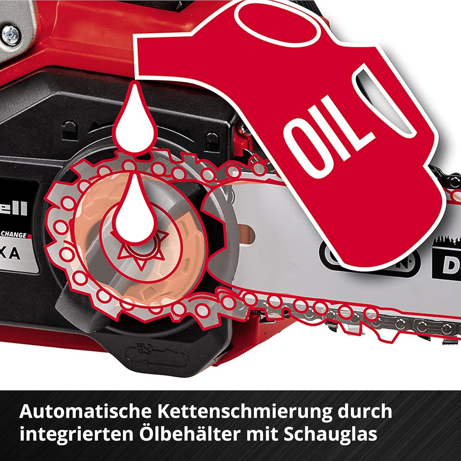 Einhell Akku-Kettensäge 18V-Kettensäge FORTEXXA 18/30 mit Akku 6.0 Ah + 6 A Boostchargert