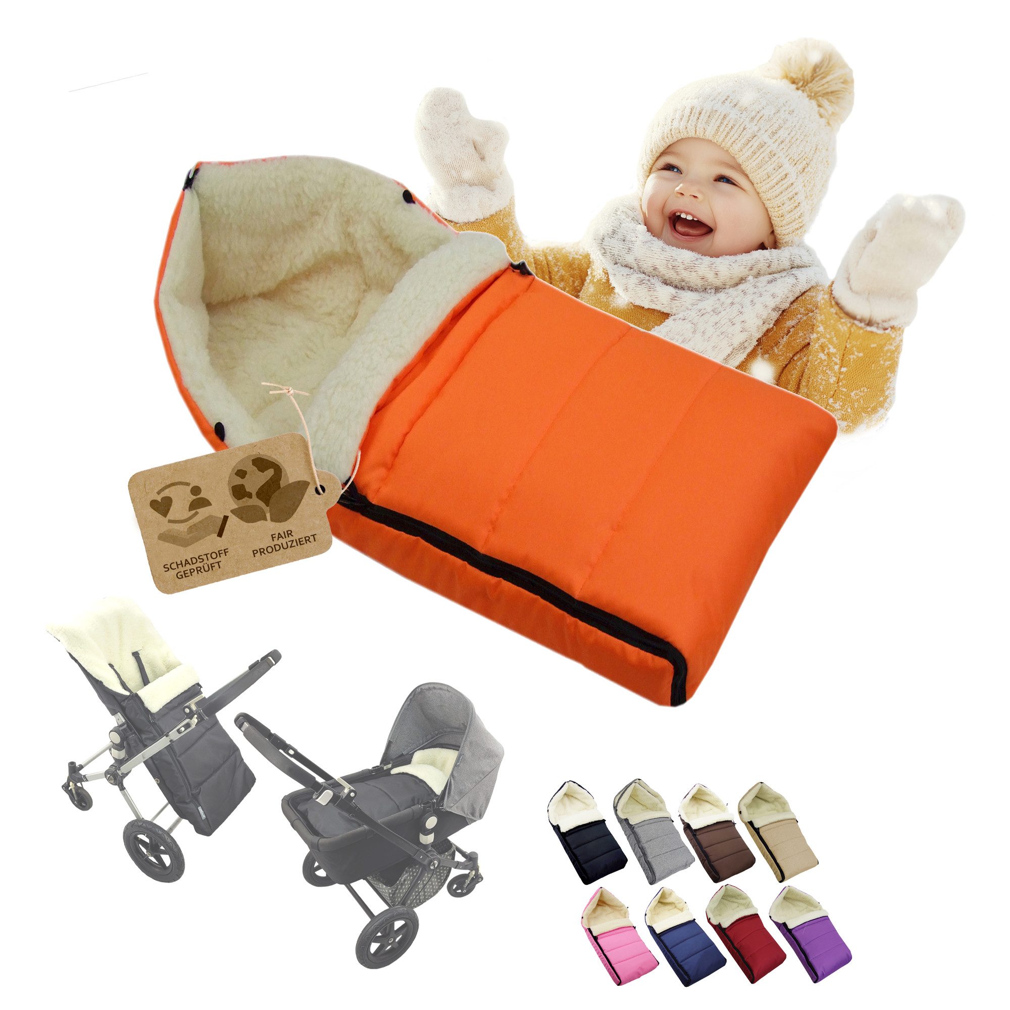 BambiniWelt by Rafael K. Fußsack Winterfußsack Babyfußsack Fußsack Kinderwagen Wolle 90cm LINIERT, universal
