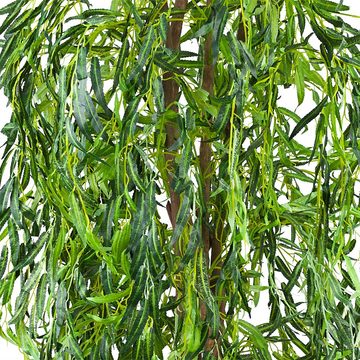Kunstbaum Weide Weidenbaum Kunstbaum Künstliche Pflanze mit Echtholz 180 cm, Decovego