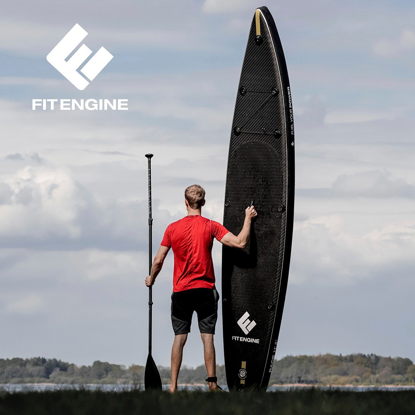 Sport Boards FitEngine Inflatable SUP-Board Stand-up Paddle Board - Race SUP-Board Set (Touring) – 11‘8 360cm - schwarz