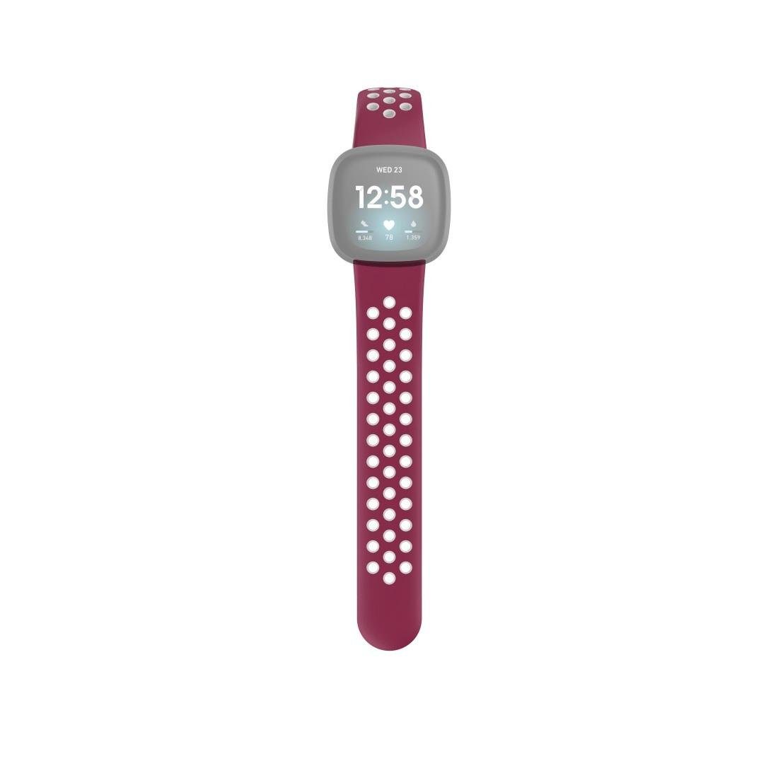 Hama Smartwatch-Armband 22 cm/21 Versa bordeaux für (2), cm Ersatzarmband Silikon, 3/4/Sense Fitbit