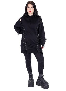 Chemical Black Hoodie Ramona Hood Gothic Schnürung Long Sweater