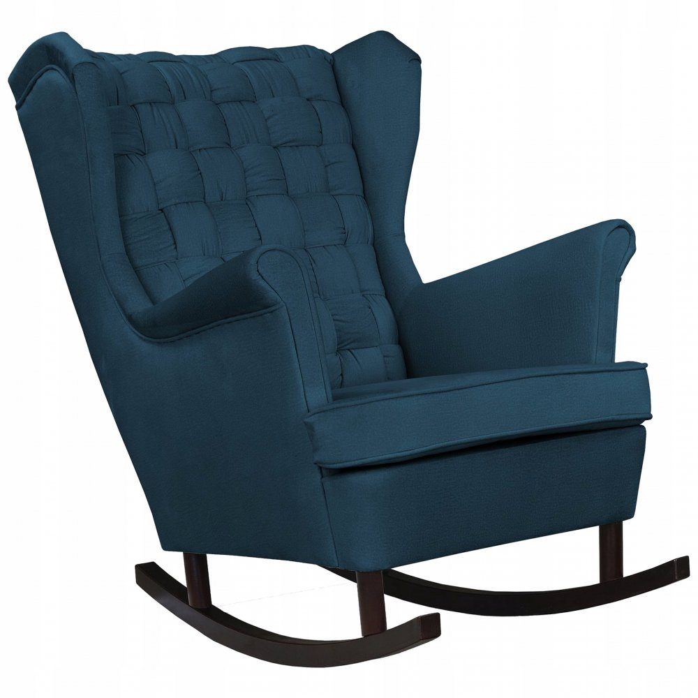 Family Meble Schaukelstuhl Family Meble Carol Schaukelsessel Ohrensessel Monolith 77 Blau 84x104x