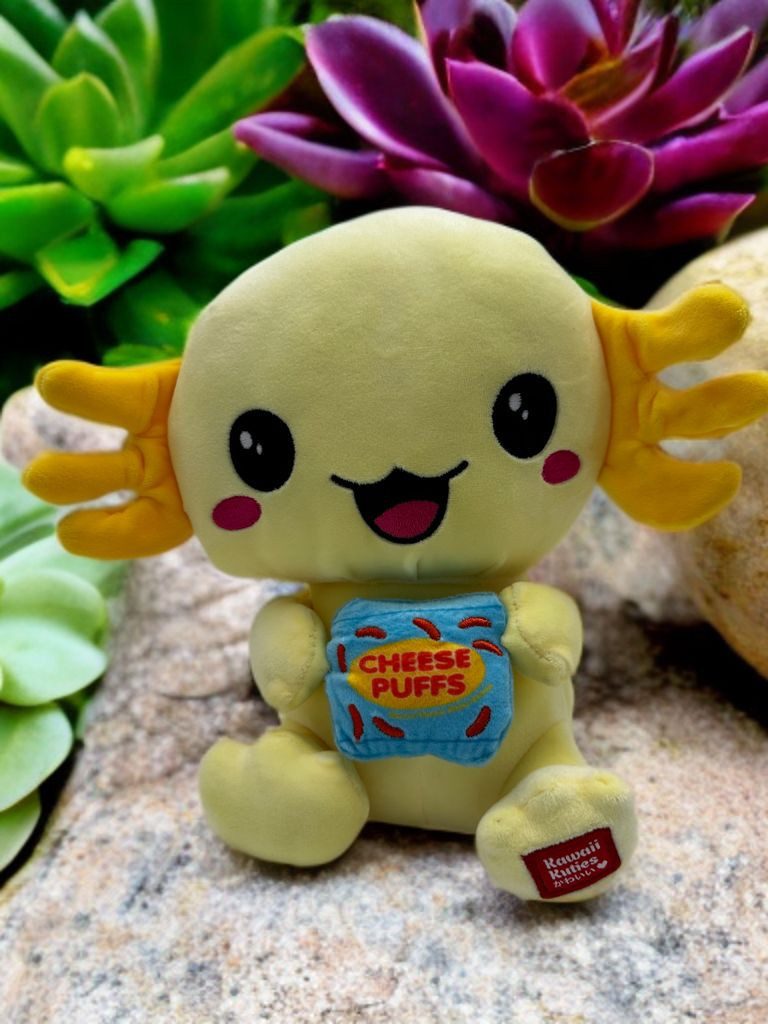 Kawaii Kuscheltier Axolotl Kuscheltier Echse Molch Figur Plüsch 24 cm Plüsch gelb (1-St), Axolotl Plüschtier Molch Kuscheltier Figur Plüschtier Wassertier