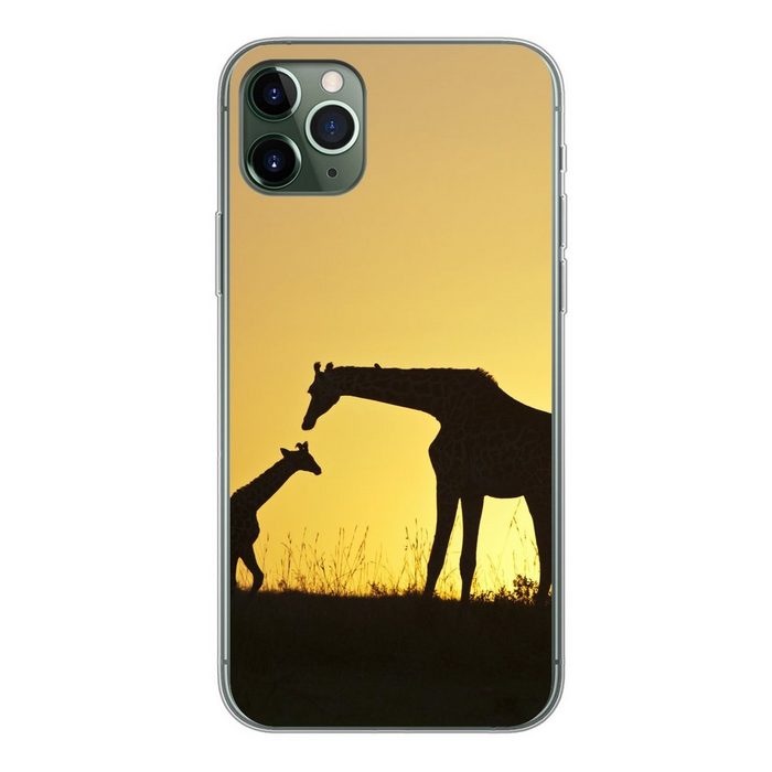 MuchoWow Handyhülle Giraffe - Scherenschnitt - Kalb Handyhülle Apple iPhone 11 Pro Max Smartphone-Bumper Print Handy