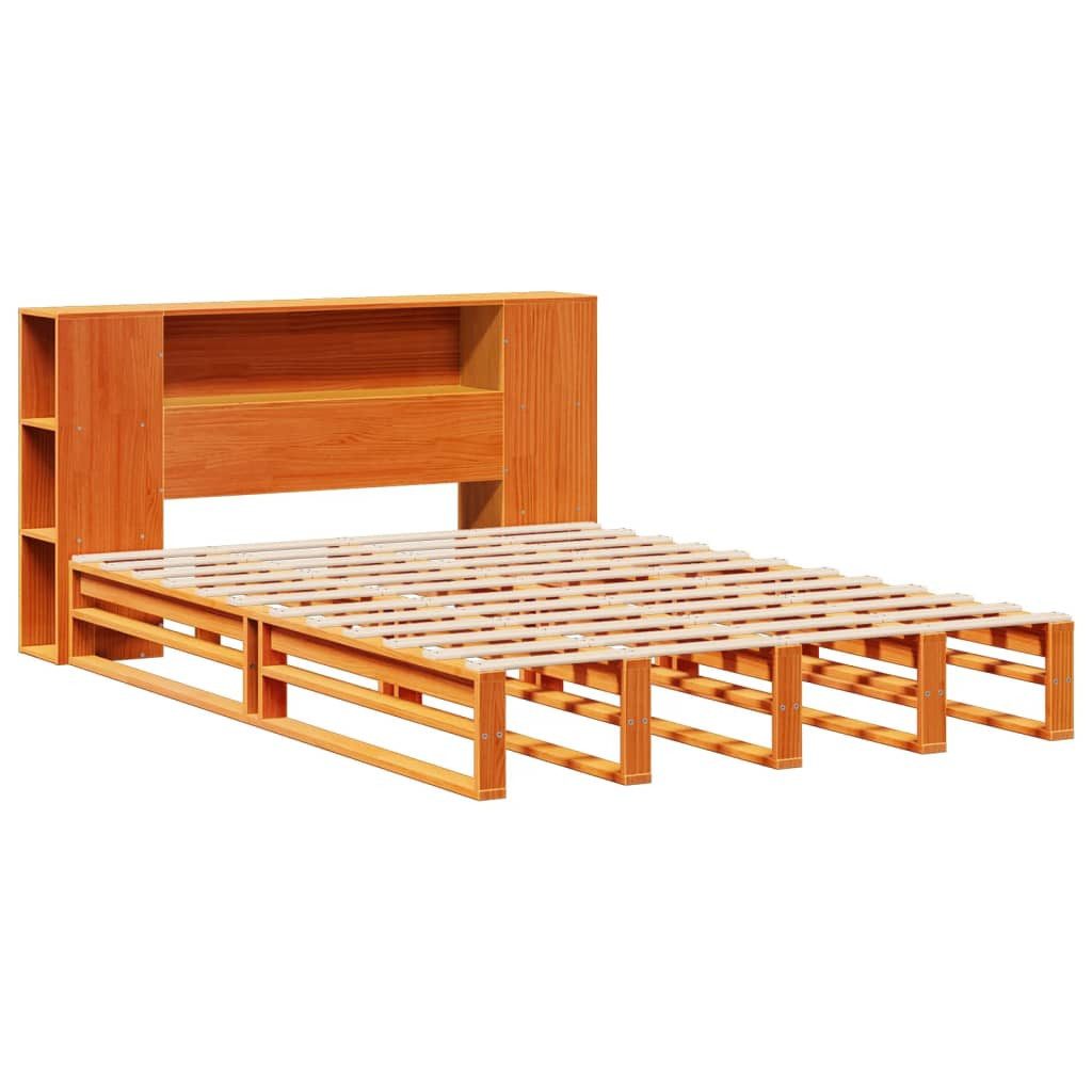 Bett Massivholzbett ohne Matratze Wachsbraun 135x190 cm Massivholz