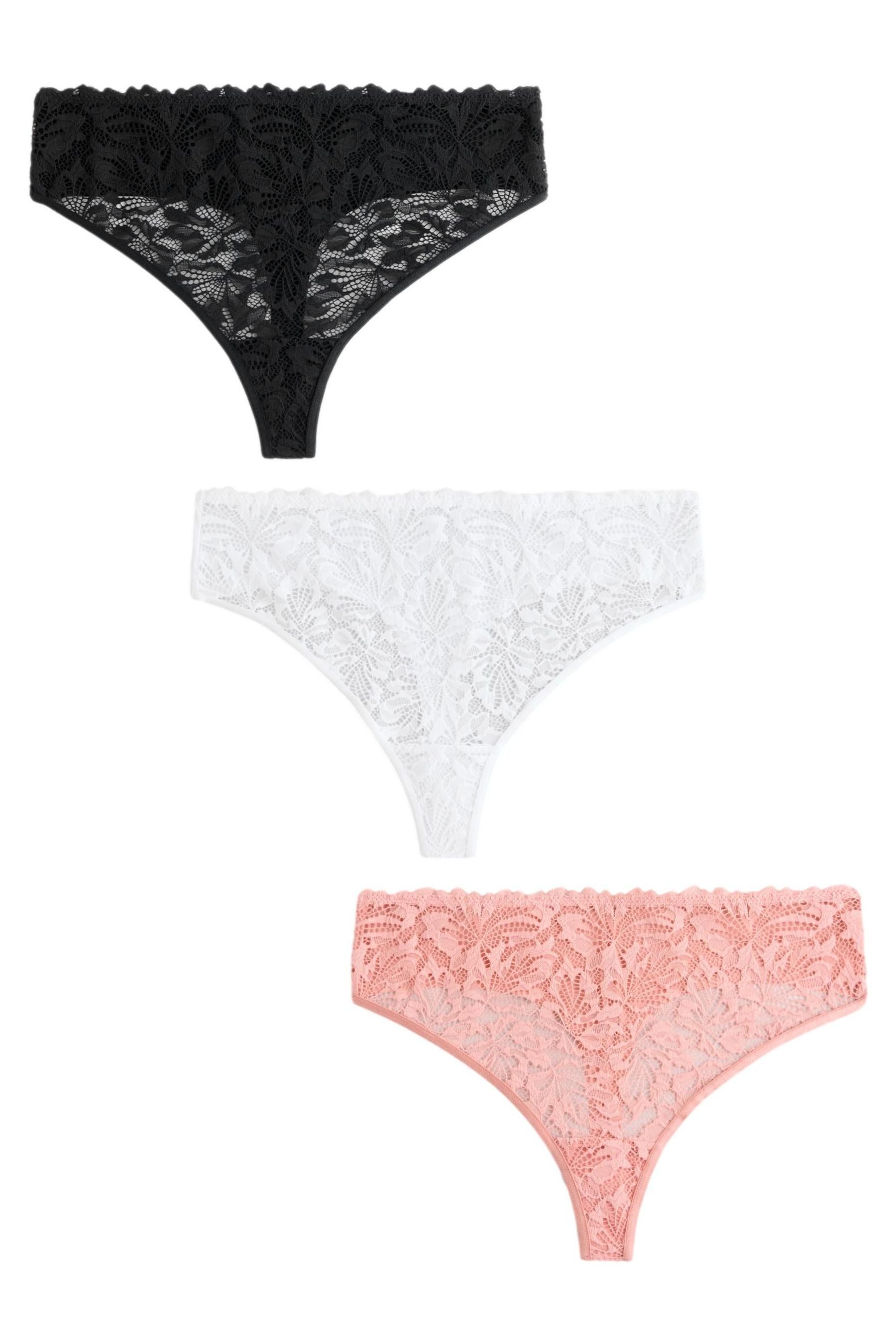 Next High-Waist-String 3er-Pack Nahtfreie Hochbund-Slips, Spitze, Tanga (3-St)