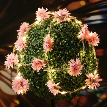 MARELIDA LED-Lichterkette Dahlien Blüten Blumengirlande Blumenlichter Timer L: 2,9m rosa, 30-flammig