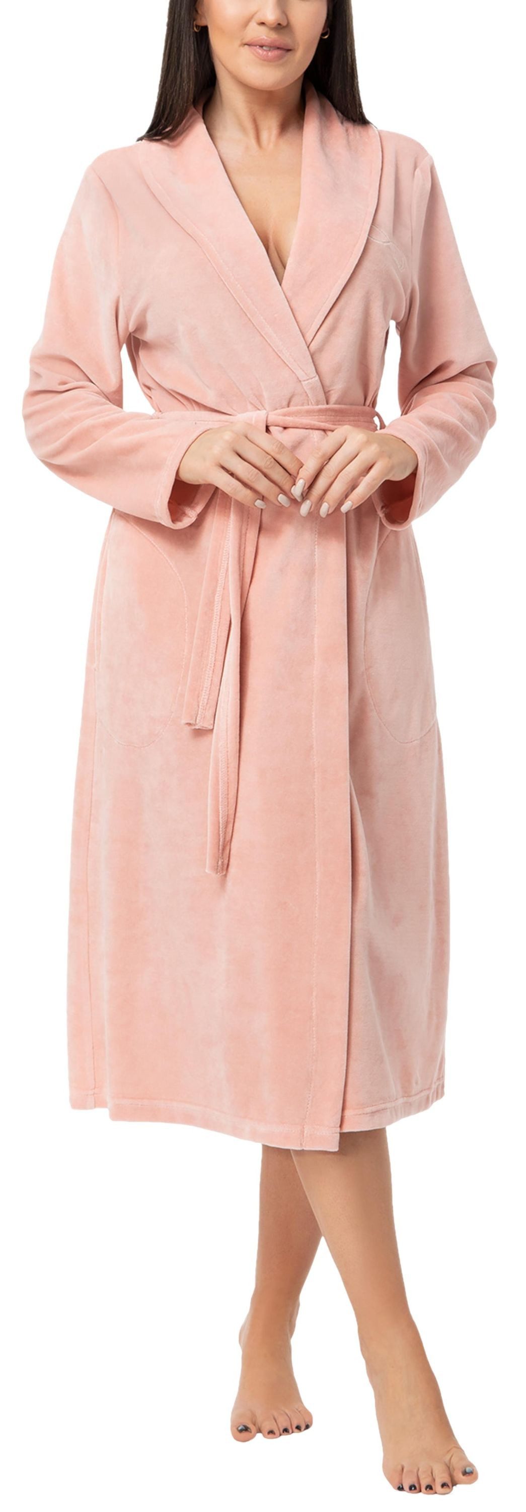 Aquarti Damenbademantel Aquarti Damen Morgenmantel aus Velours Bademantel m günstig online kaufen