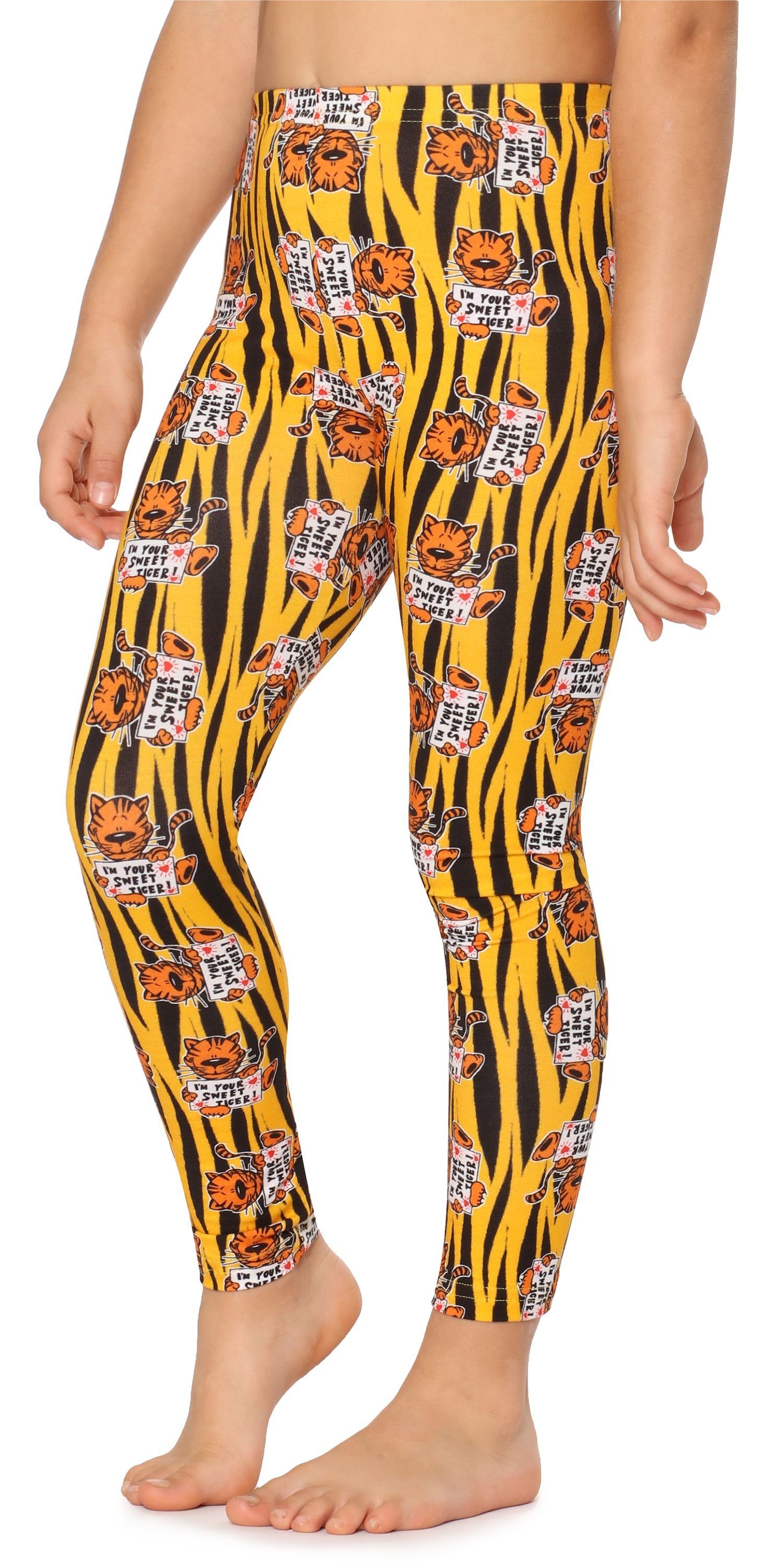 Merry Style Leggings Mädchen Baumwolle Lange Leggings Tiger aus (1-tlg) Bund MS10-337 elastischer