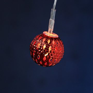 MARELIDA LED-Lichterkette LED Dekolichterkette 10 orientalische Metallkugeln Bälle 2,5cm rot, 10-flammig