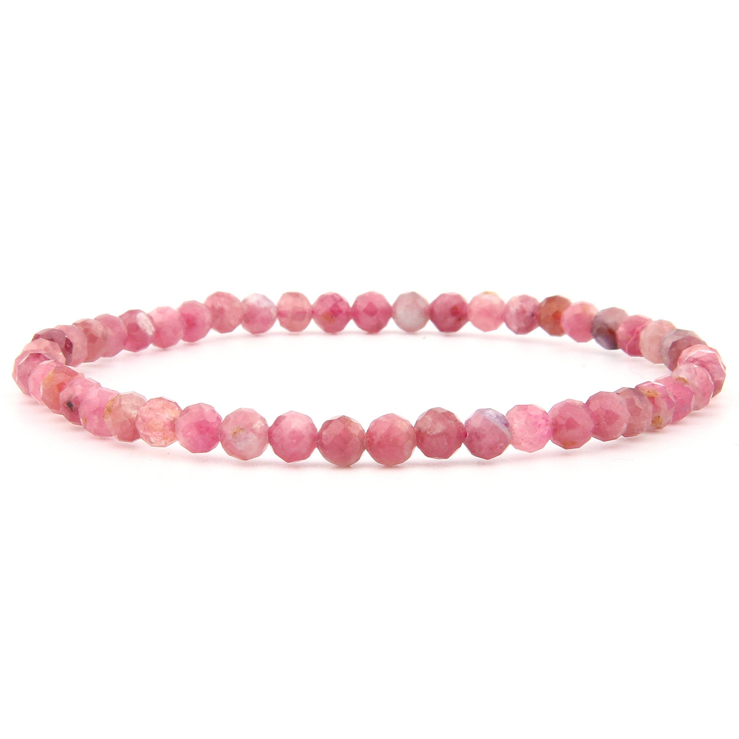 Vascavi Armband facettiert Pinker Turmalin Edelstein, Made in Germany, Naturstein, Chakrastein, 4 mm, Perlenarmband