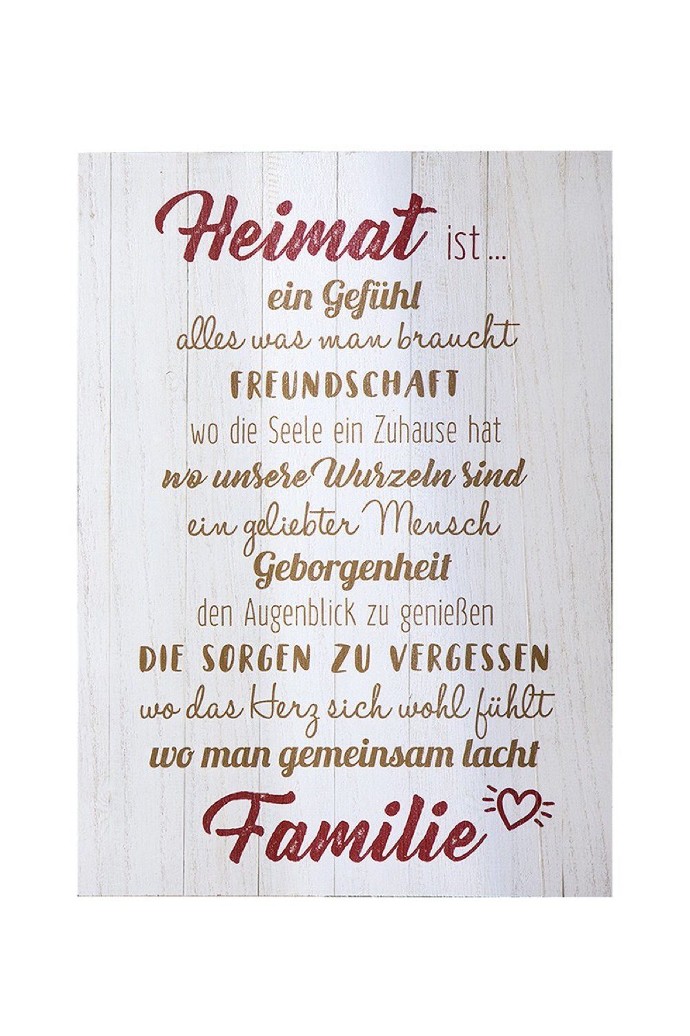 GILDE Wandbild, Heimat, Holzschild in Gross Vintage Stil mit Spruechen oder Weisheit Mo