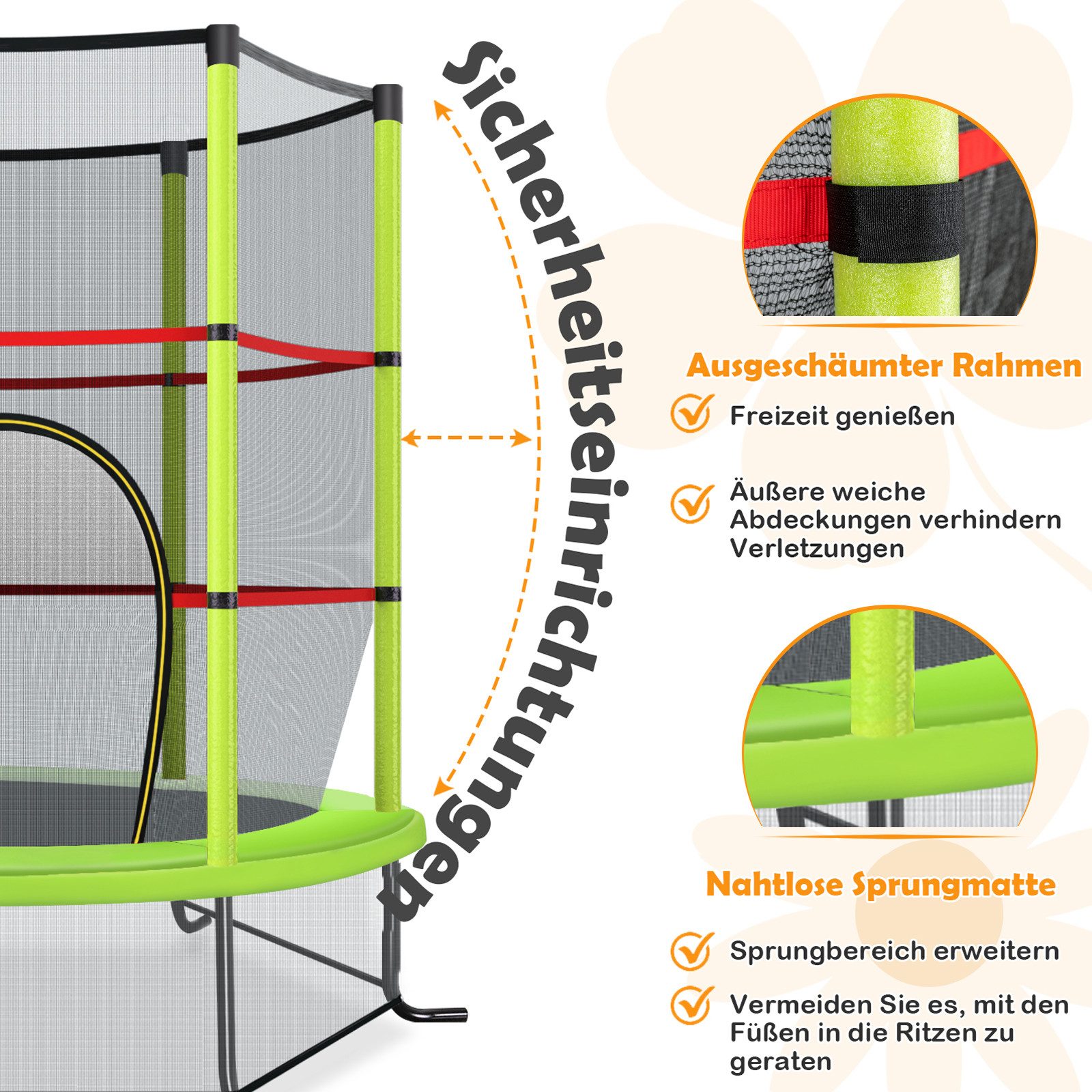 COSTWAY Gartentrampolin, Ø 165 cm, mit Sicherheitsnetz, bis 45KG