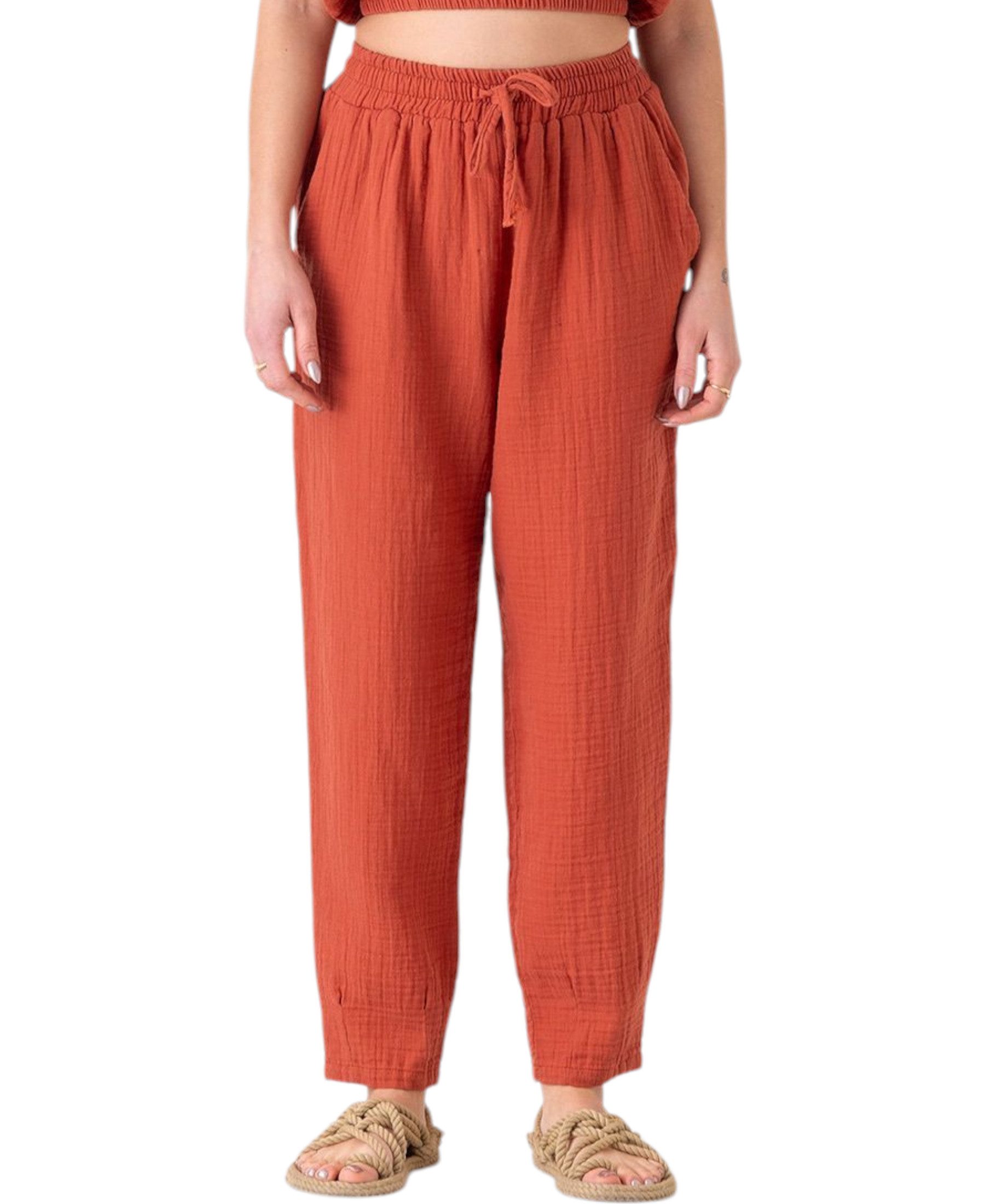 WENOR Stoffhose Damen Musselin Hose Baumwolle Tapered Sommerhose