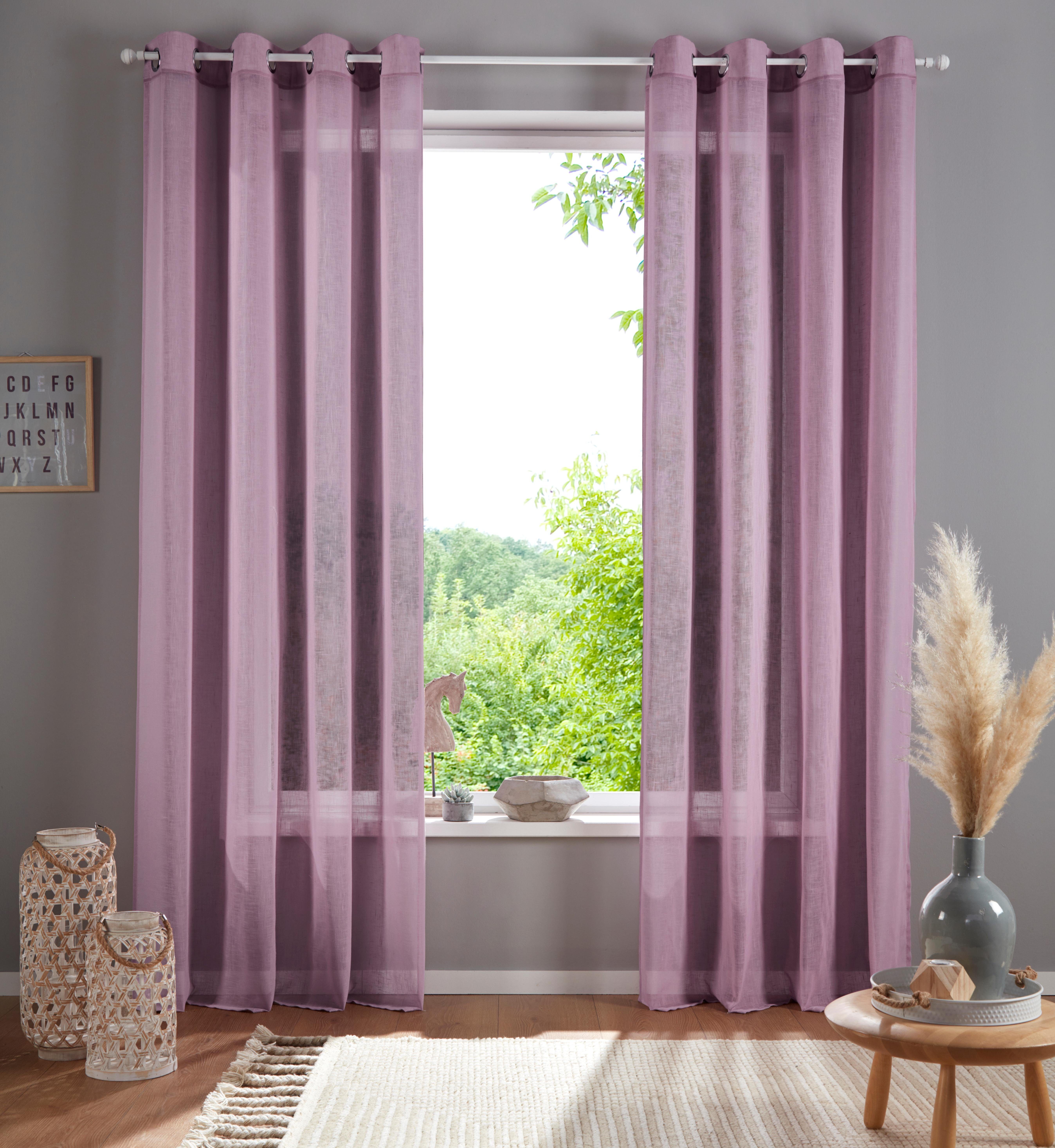 Home affaire Gardine Mara (1 St), Ösen, transparent, transparent, Leinen Op günstig online kaufen