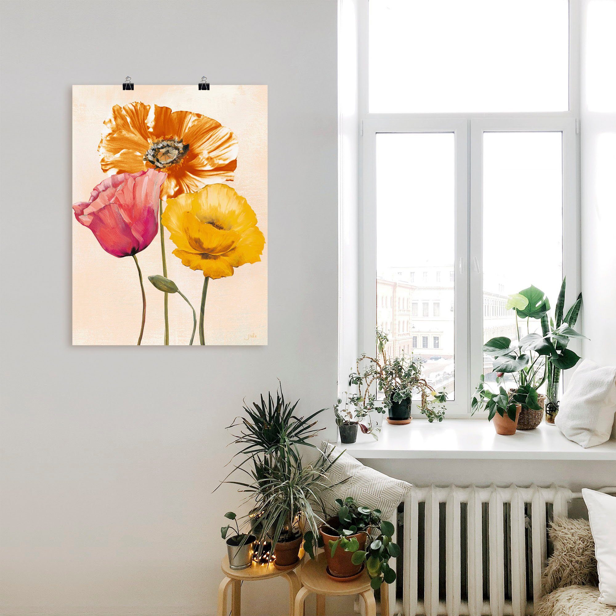 Mohnblumen (1 Wandaufkleber in Leinwandbild, II, St), Alubild, versch. Bunte Größen als oder Artland Wandbild Poster Blumenbilder