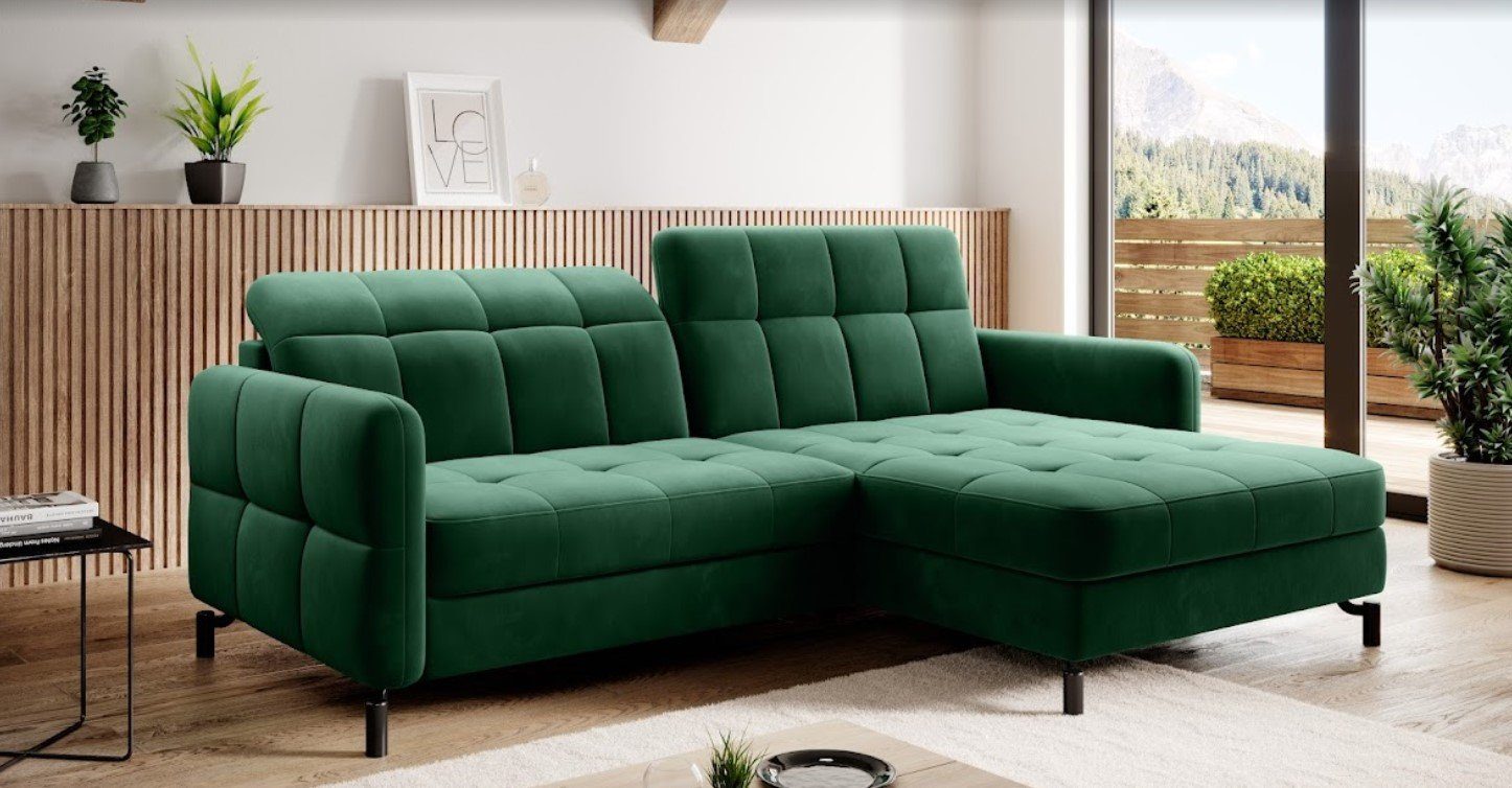 Eltap Ecksofa LORELLE Ausklappbare Couch im Skandinavischen Stil, Schlaffunktion, Bettkasten, verstellbare Kopfstützen Kronos 19