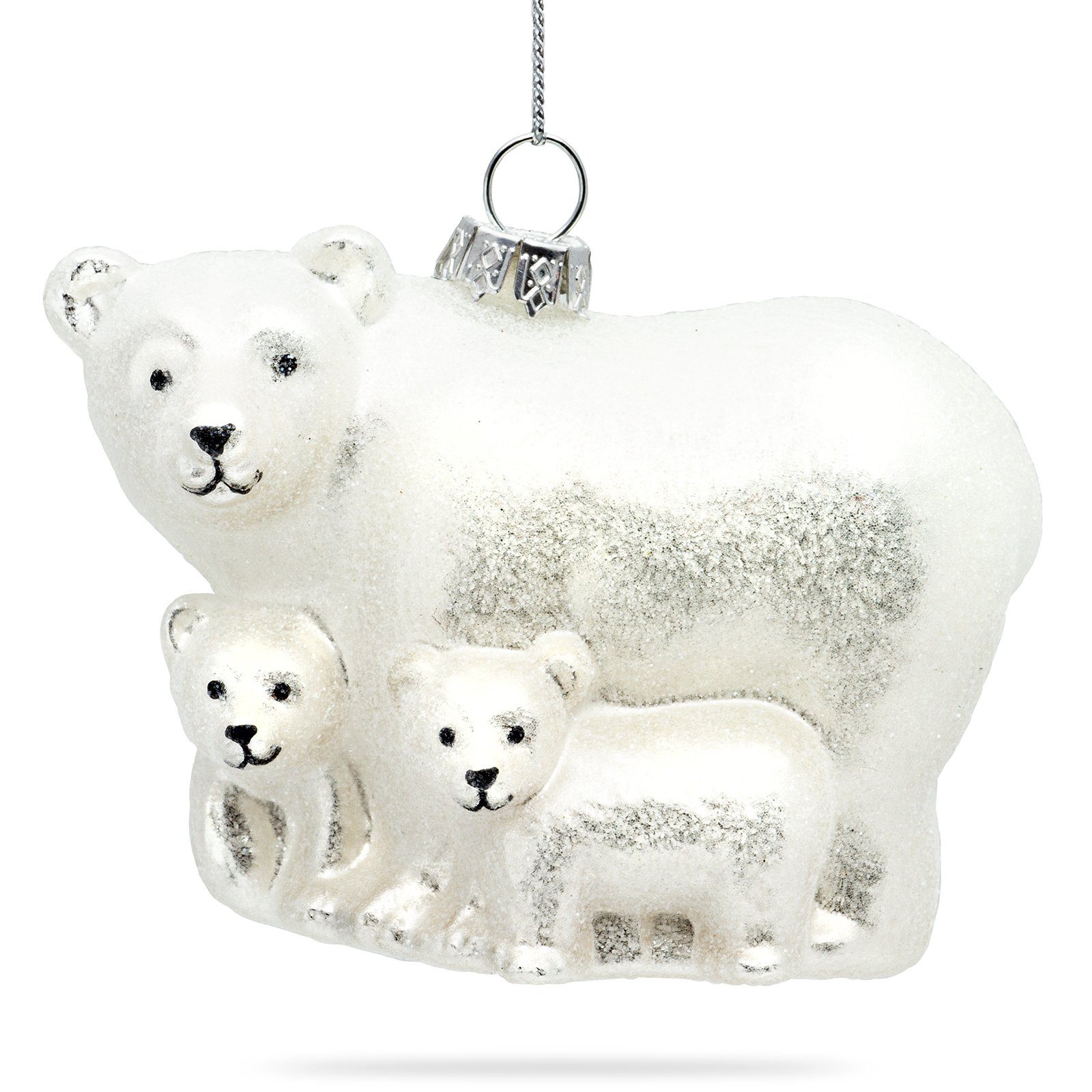 SIKORA Christbaumschmuck Eisbär Familie besondere Weihnachtskugel Glas Anhänger – BS465, Christbaumschmuck Deko - traditionell, witzig & außergewöhnlich