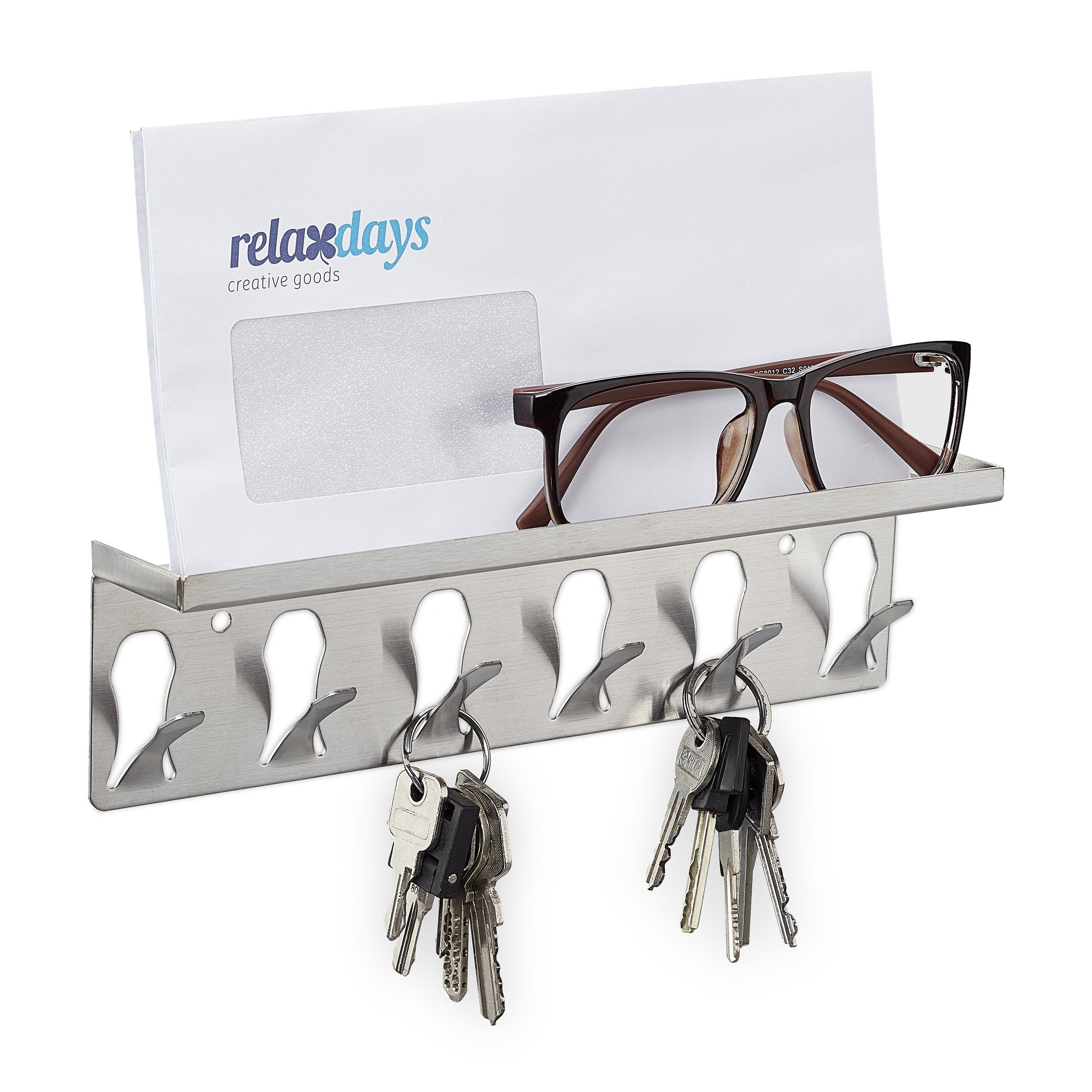 relaxdays Schlüsselbrett Silbernes Schlüsselbrett günstig online kaufen