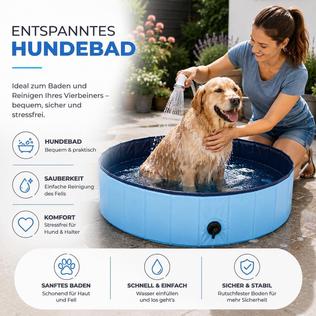 TK Gruppe Hundepool Hundepool Ø 80 cm – Hundeplanschbecken & Hundebadewanne für Hunde, (1-tlg)