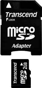 Transcend microSD + SD-Adapter Speicherkarte (2 GB)