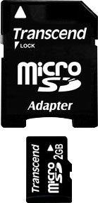 Transcend microSD + SD-Adapter Speicherkarte (2 GB)