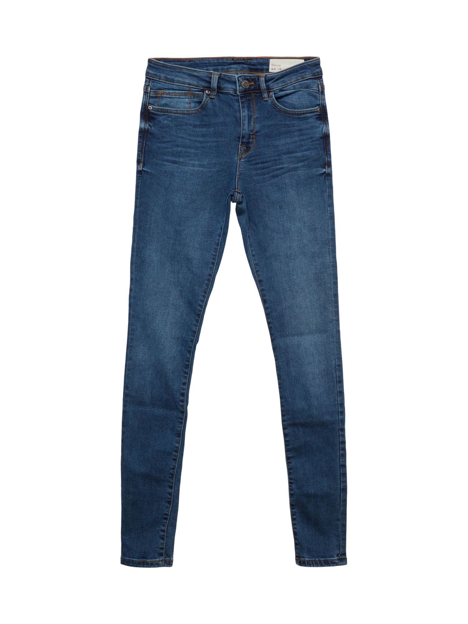 Washed Jeans mit MEDIUM Esprit Skinny-fit-Jeans WASHED Bio-Baumwolle BLUE