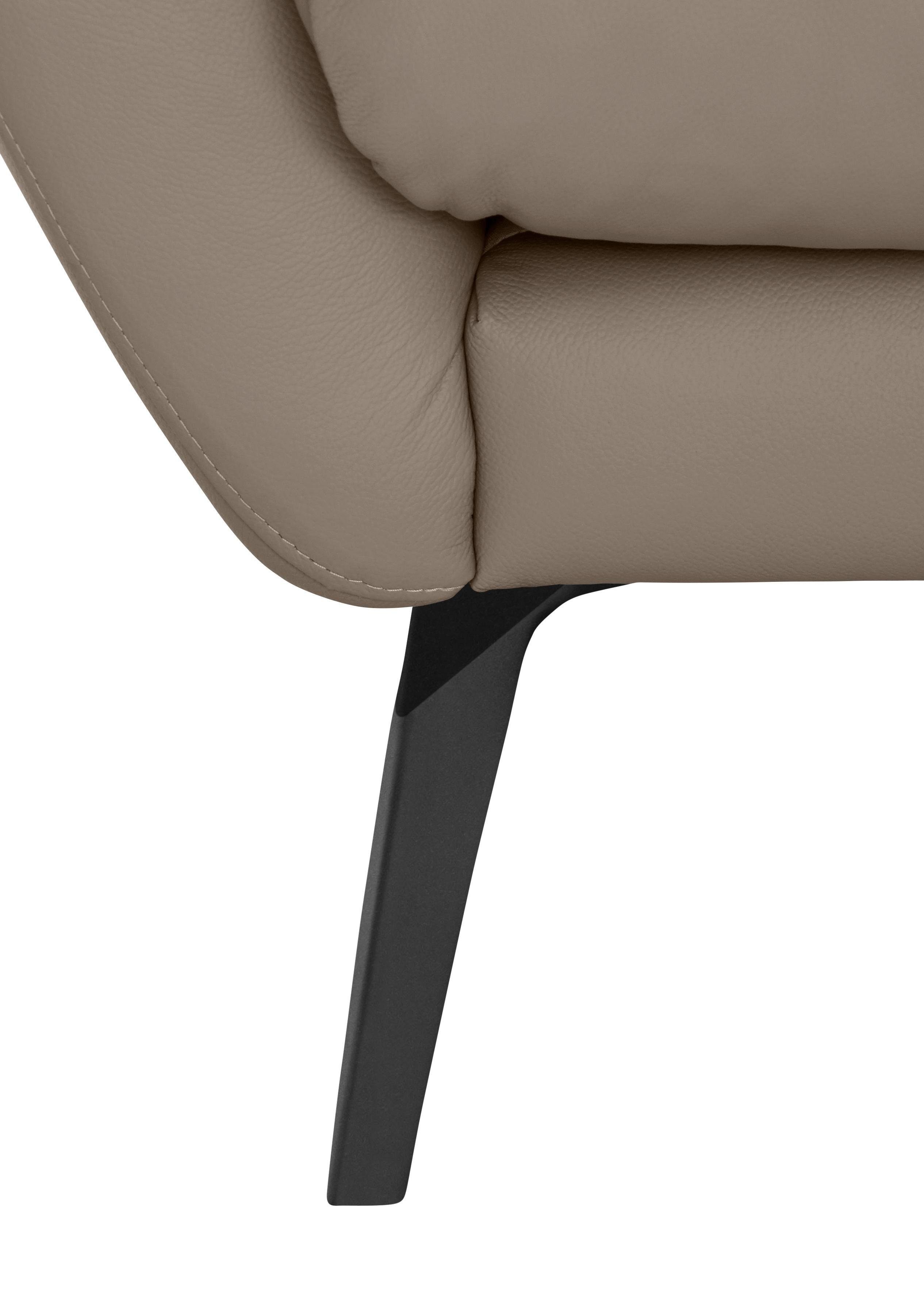 mit pulverbeschichtet W.SCHILLIG dekorativer Heftung im Sitz, softy, Big-Sofa schwarz Füße