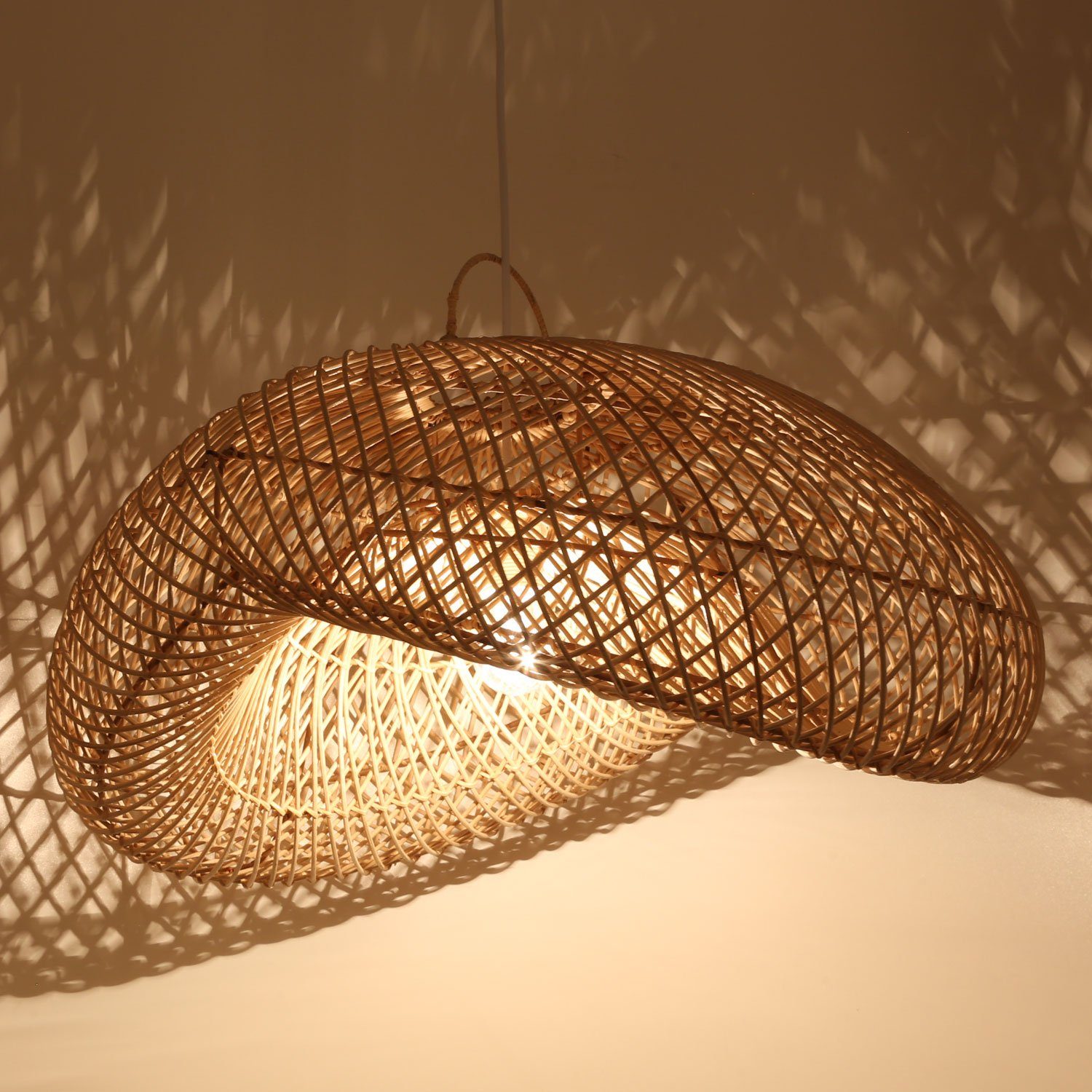 Casa Moro Deckenleuchten Rattan Lampe LUNA in Wellen Form handgemachte Pend günstig online kaufen