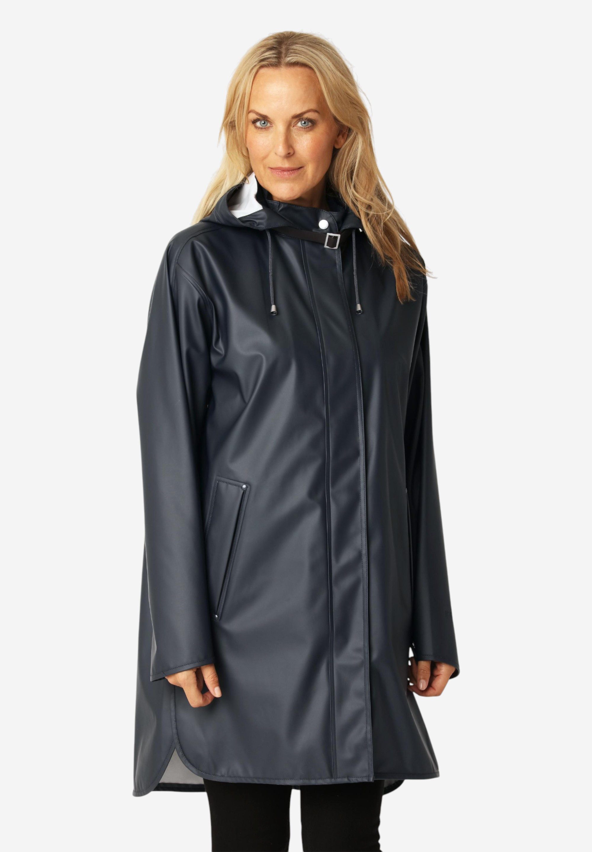 Ilse Jacobsen Regenjacke RAIN151 Regenmantel, gerade Form, PU-Material, abnehmbare Kapuze, wasserdicht