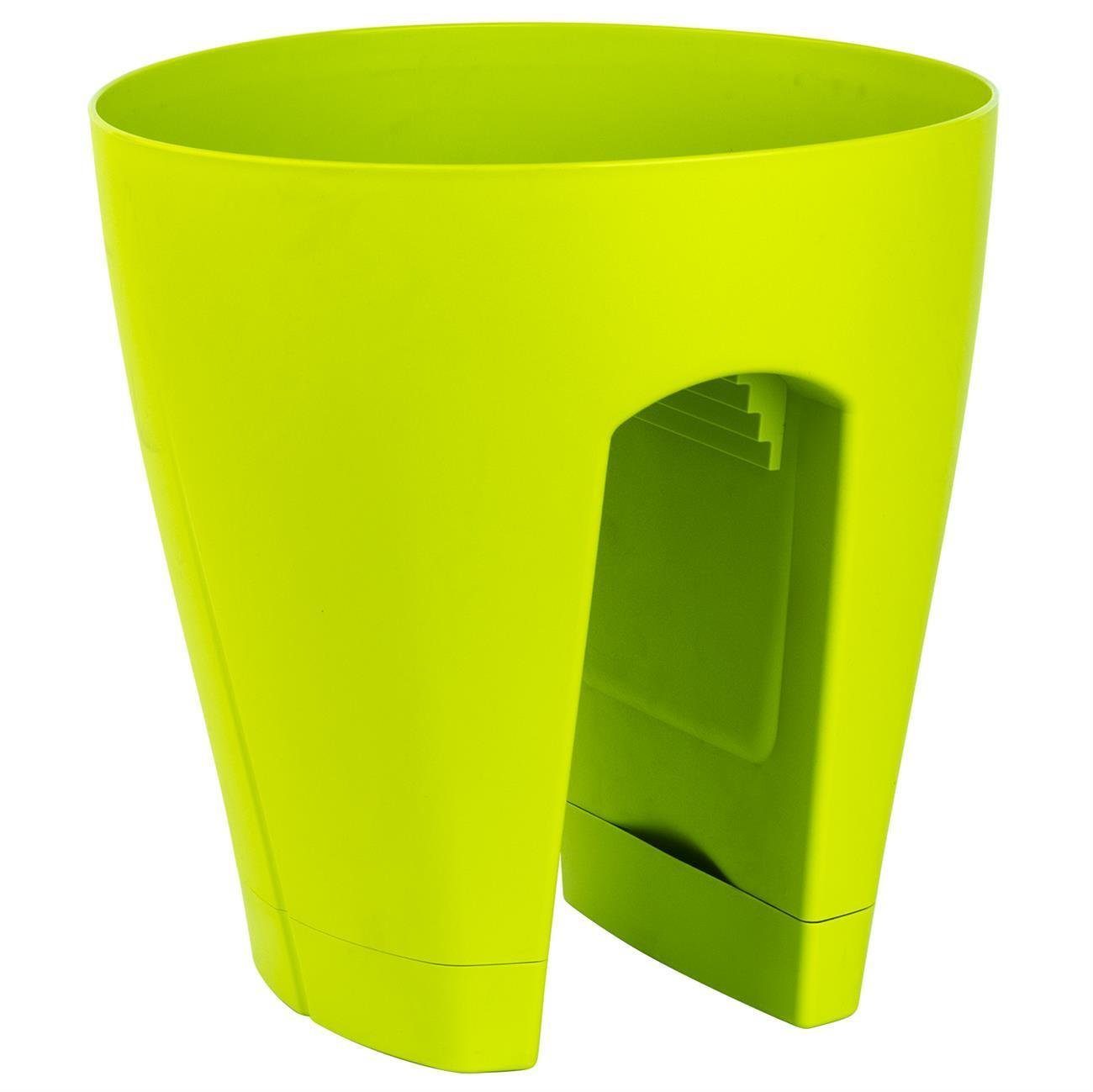 Engelland Blumentopf Geländertopf mit Wasserauffangschalen (Vorteils-Set, 1 St., Fassungsvermögen 9 Liter je Topf), UV-beständig, wetterfest, frostbeständig, ideal für Geländer/Zäune