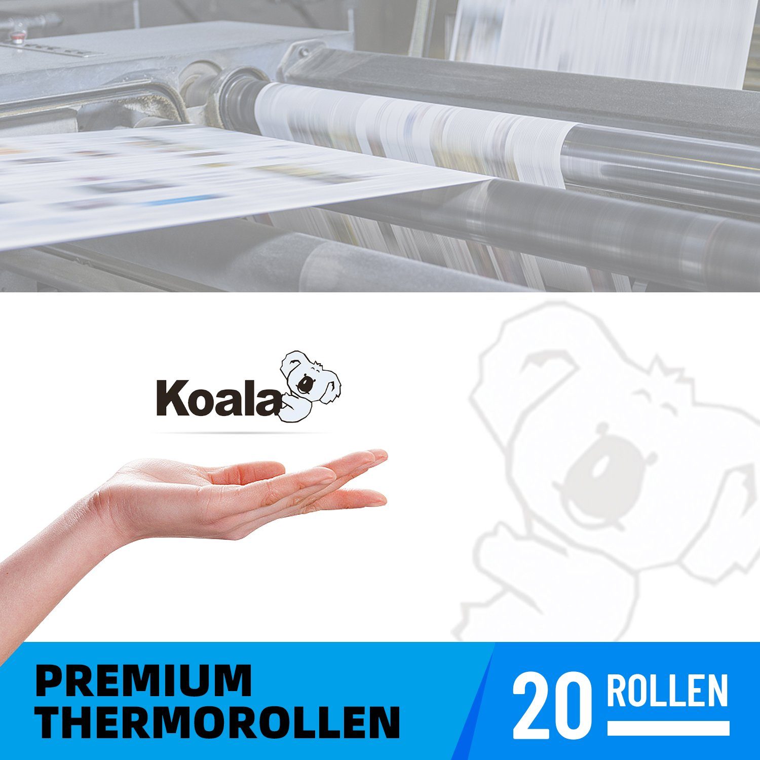 Etikettenpapier für Bonrolle 57 Drucker x Rollen Koala Thermopapier 20 mm 40 Kassen,