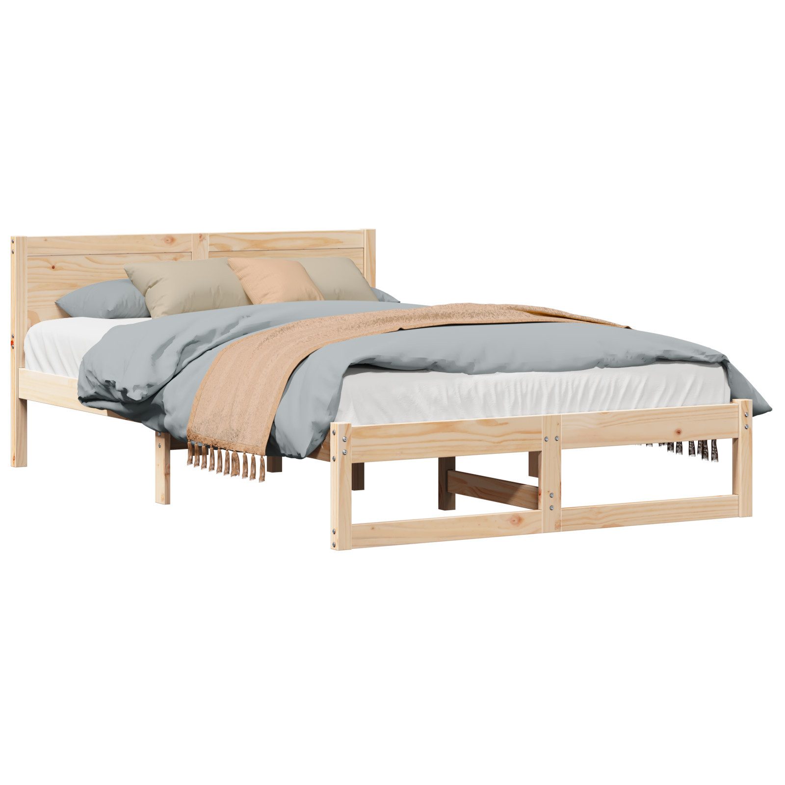 vidaXL Bett Bettgestell Natürlich Massivholz Kiefer günstig online kaufen