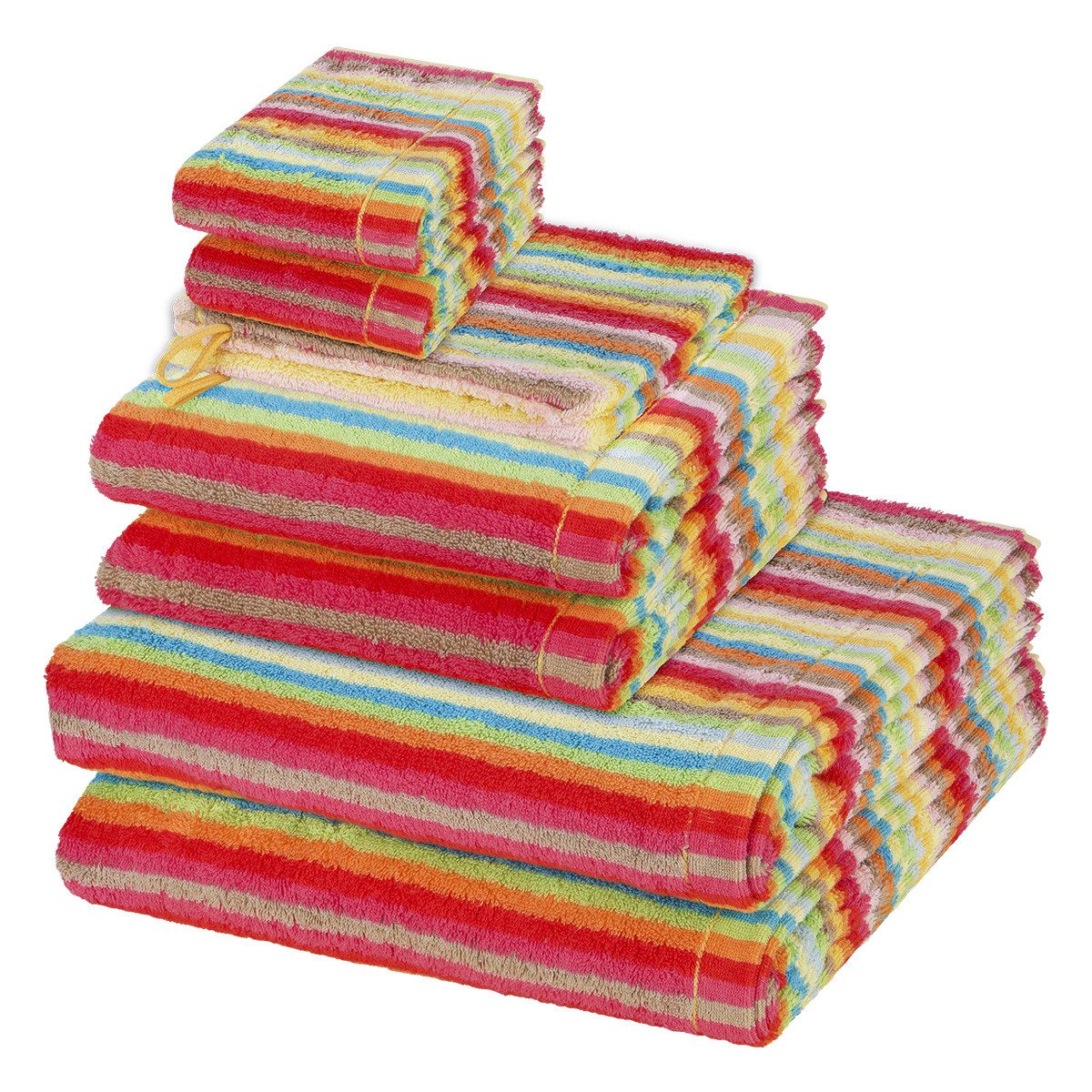 Cawö Handtuch Set Lifestyle, Walkfrottee (Spar-Set, 8-St), 2 X Wasch- 2 X Gäste- 2 X Dusch- 2 X Handtuch im Set - Baumwolle