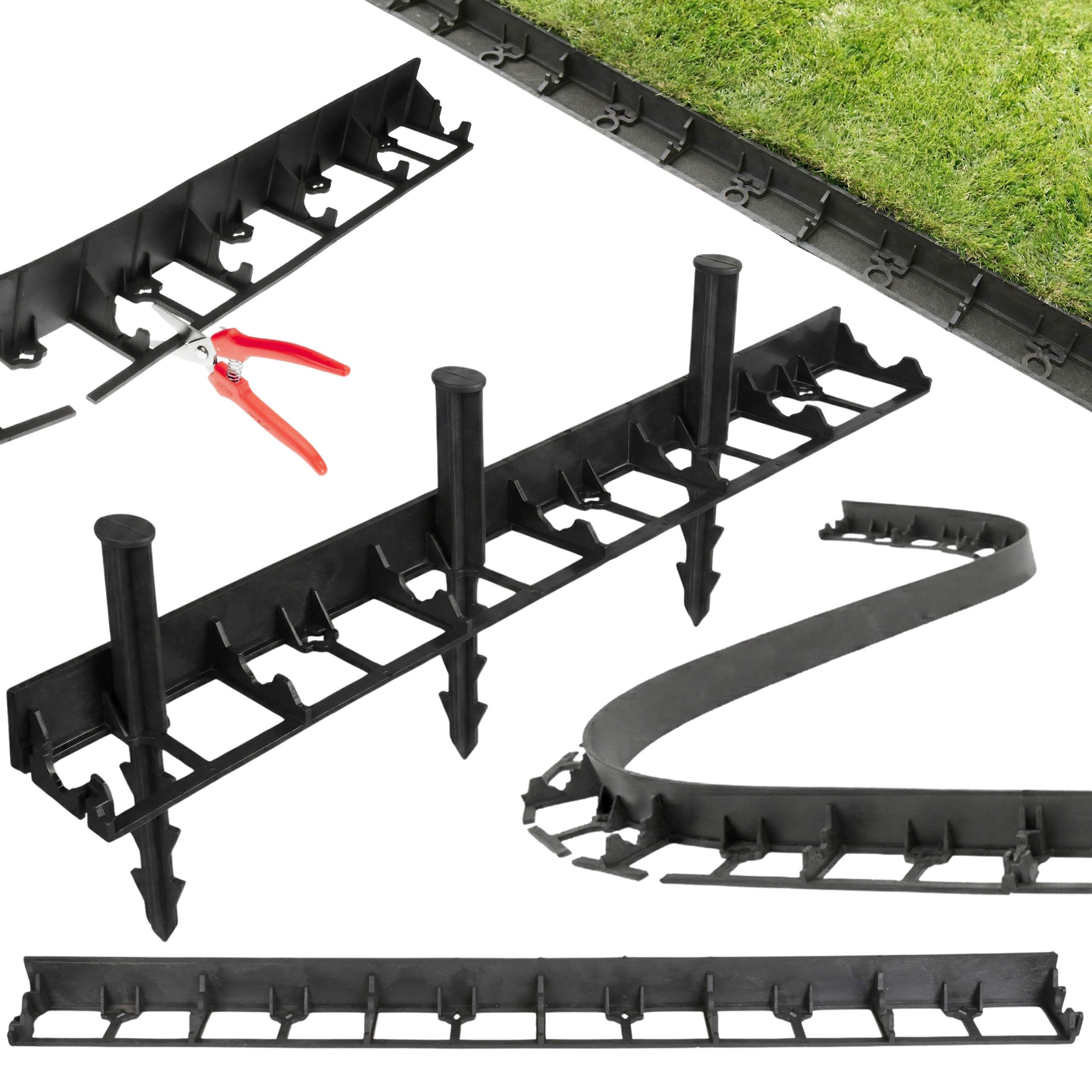 Bellushortus Rasenkante Schwarze, stabile Rasenkante für den Garten, 4,5 cm + Anker GRATIS