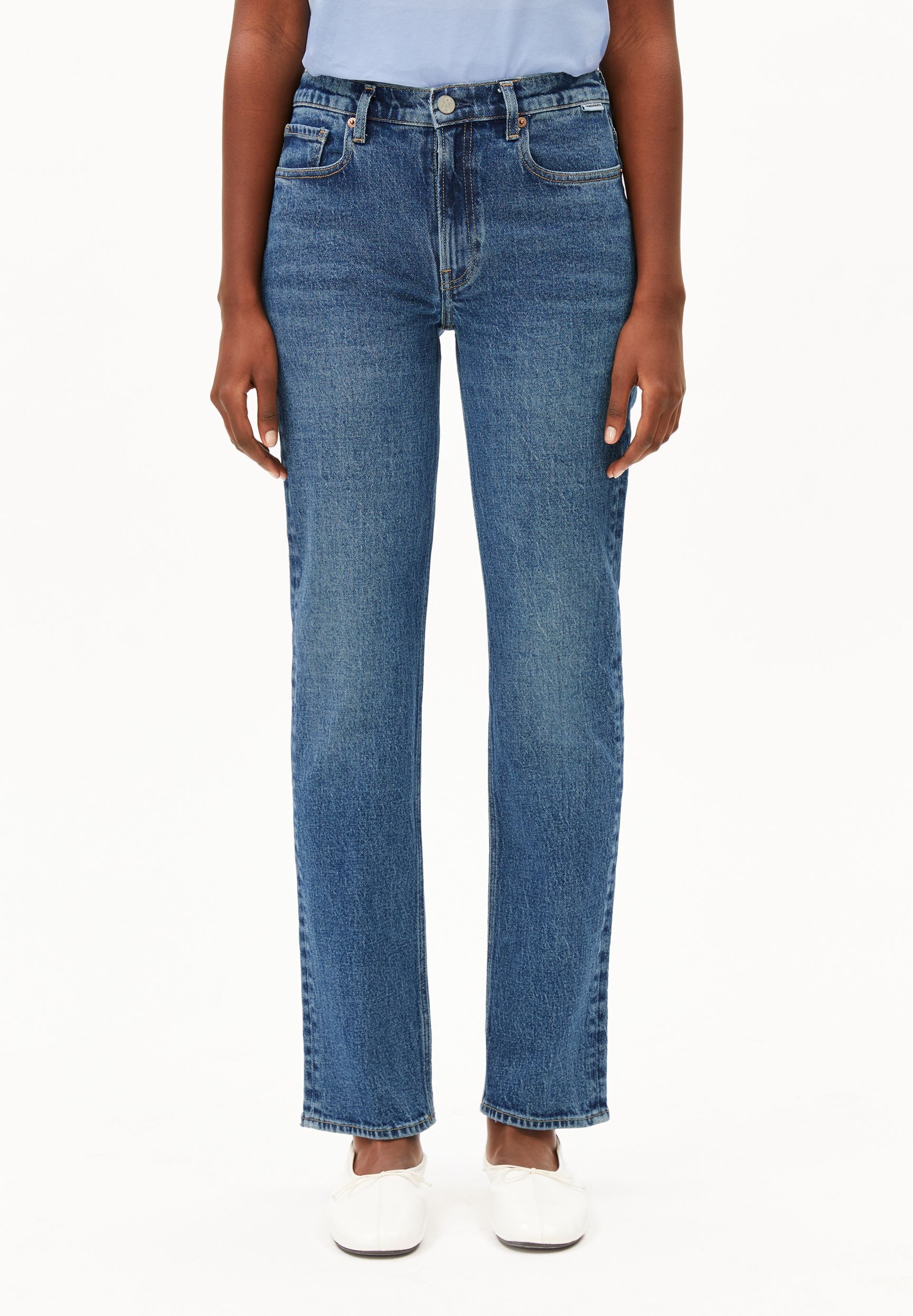 Armedangels Straight-Jeans CARENAA (Comfort-Stretch, Slim Fit) Mid waist
