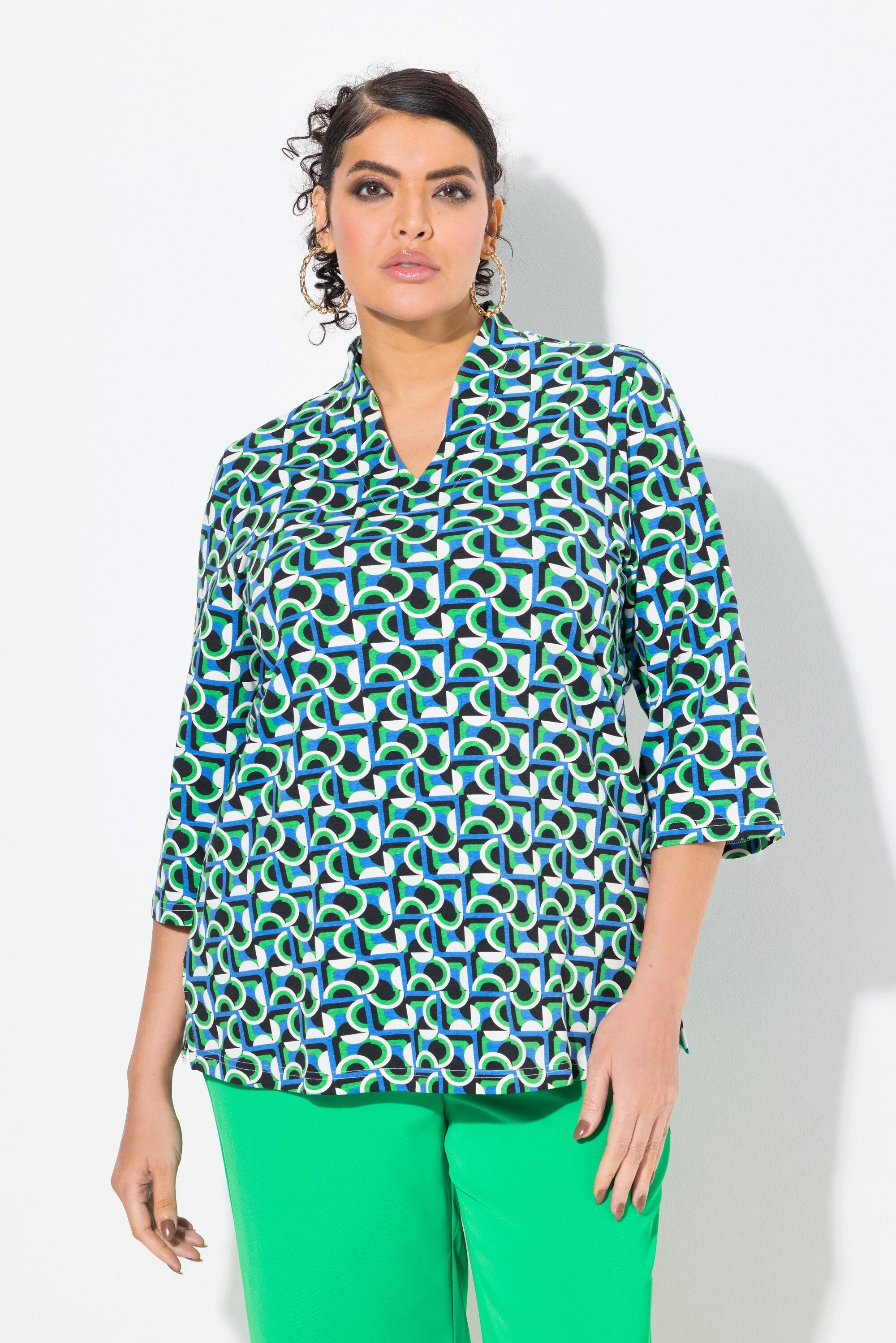 Ulla Popken T-Shirt Shirt grafisch Kelchkragen günstig online kaufen