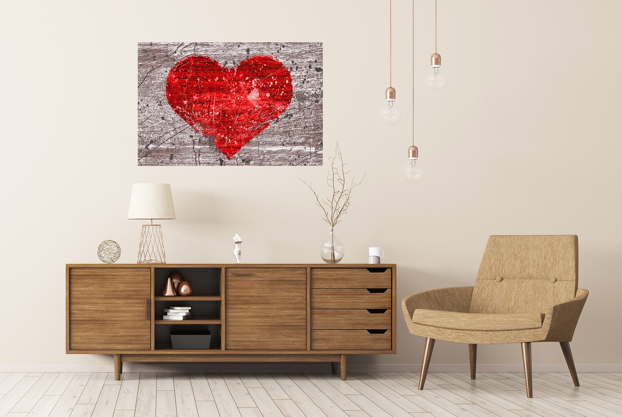 islandburner Poster Rotes Herz für romantische Dekoration - Großformat