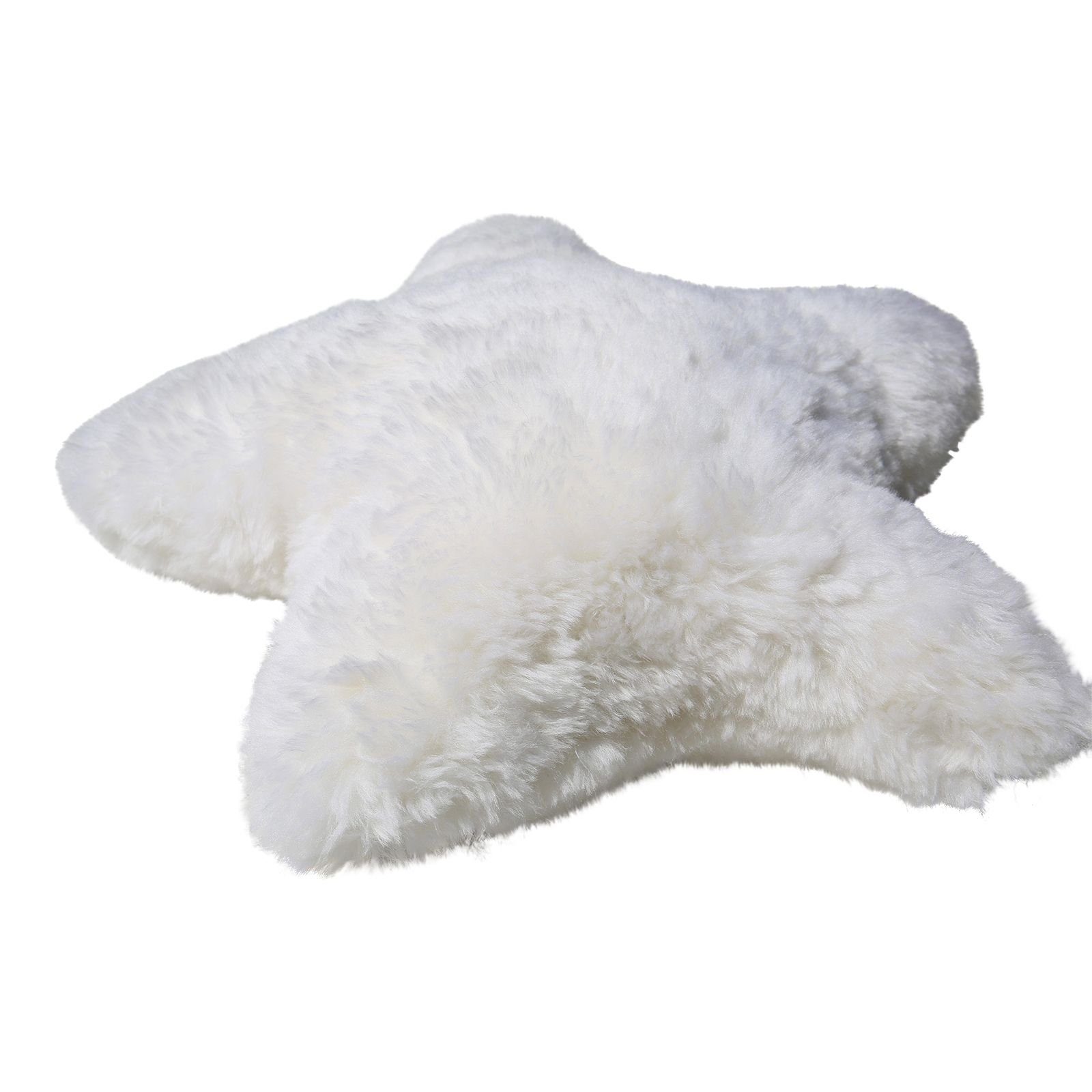Hollert Fellkissen, Hollert Dekokissen Sternenkissen Weiß echt Merino Schaffell