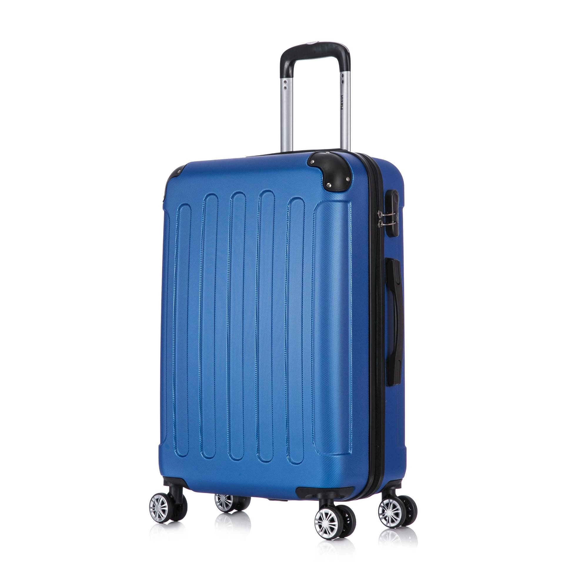 Flexot Hartschalen-Trolley F-2045 Kofferset, 360° Rollen, robuster Reisekoffer, Bordcase, 4 Rollen, Robuster und moderner Koffer mit vier 360° Rollen und Zahlenschloss